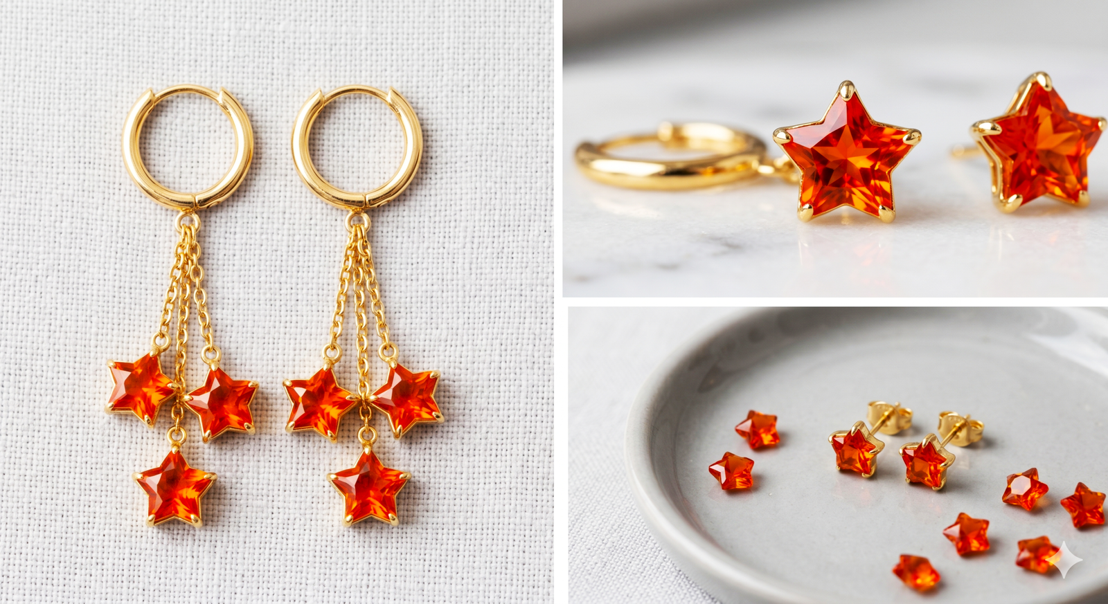 Orange CZ Synthetic Cubic Zirconia Gemstones Star Shape 458.15 Cts 524 Pcs 6mm - Image 5
