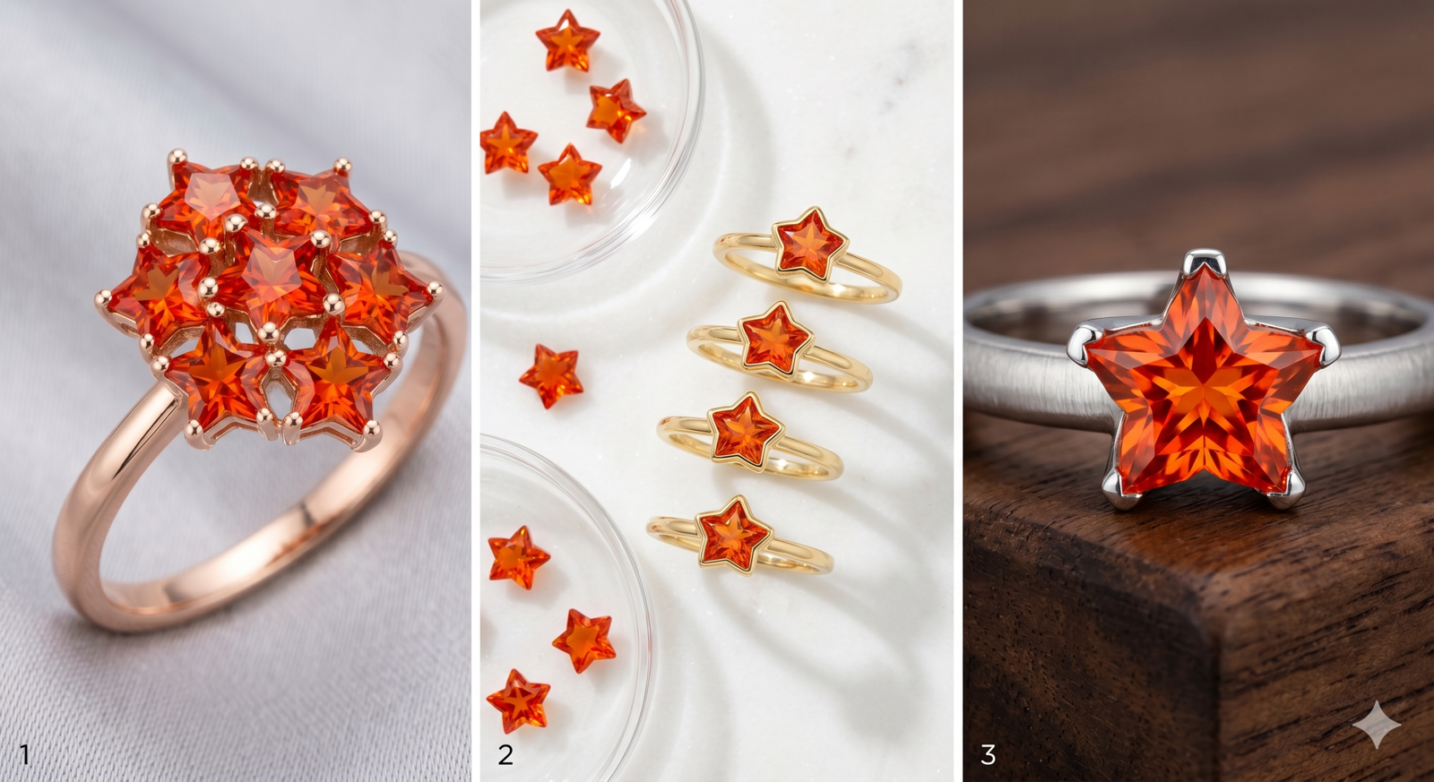 Orange CZ Synthetic Cubic Zirconia Gemstones Star Shape 458.15 Cts 524 Pcs 6mm - Image 7