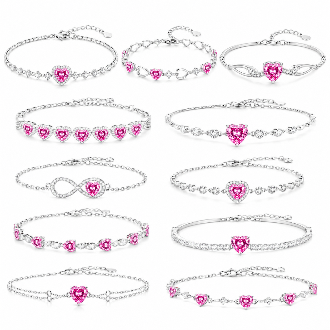 Pink Heart Cut Synthetic CZ Gemstones 163.50 Cts 54 Pcs - Image 3