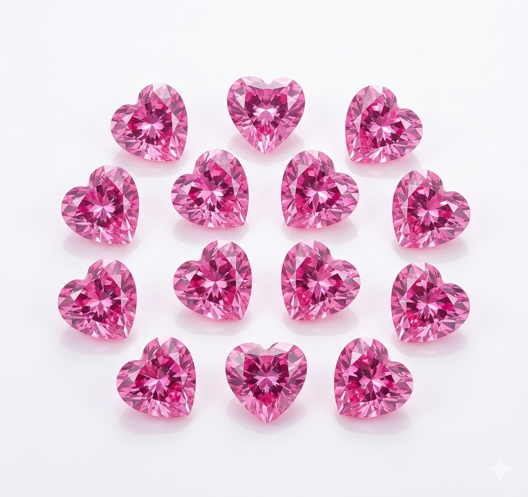 Pink Heart Cut Synthetic CZ Gemstones 163.50 Cts 54 Pcs - Image 4