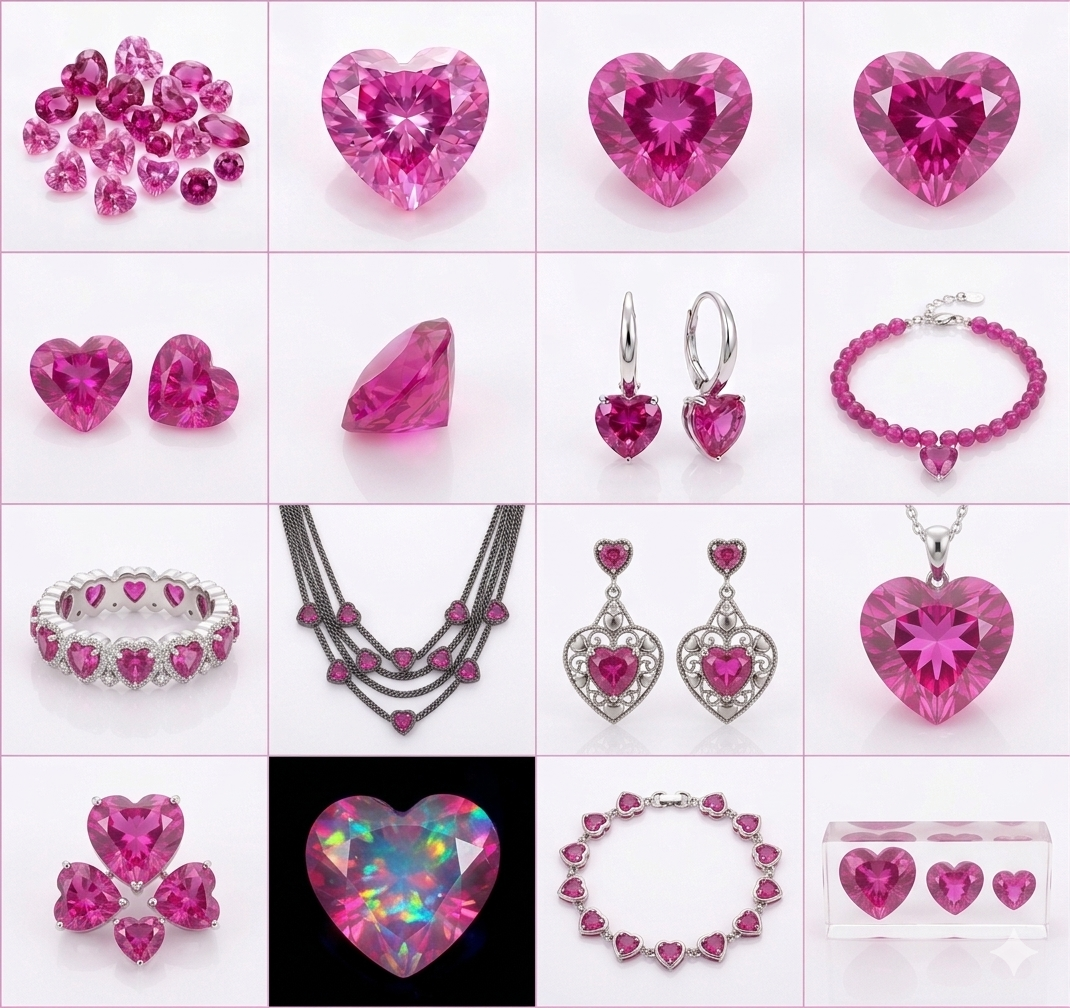 Pink Heart Cut Synthetic CZ Gemstones 163.50 Cts 54 Pcs - Image 5