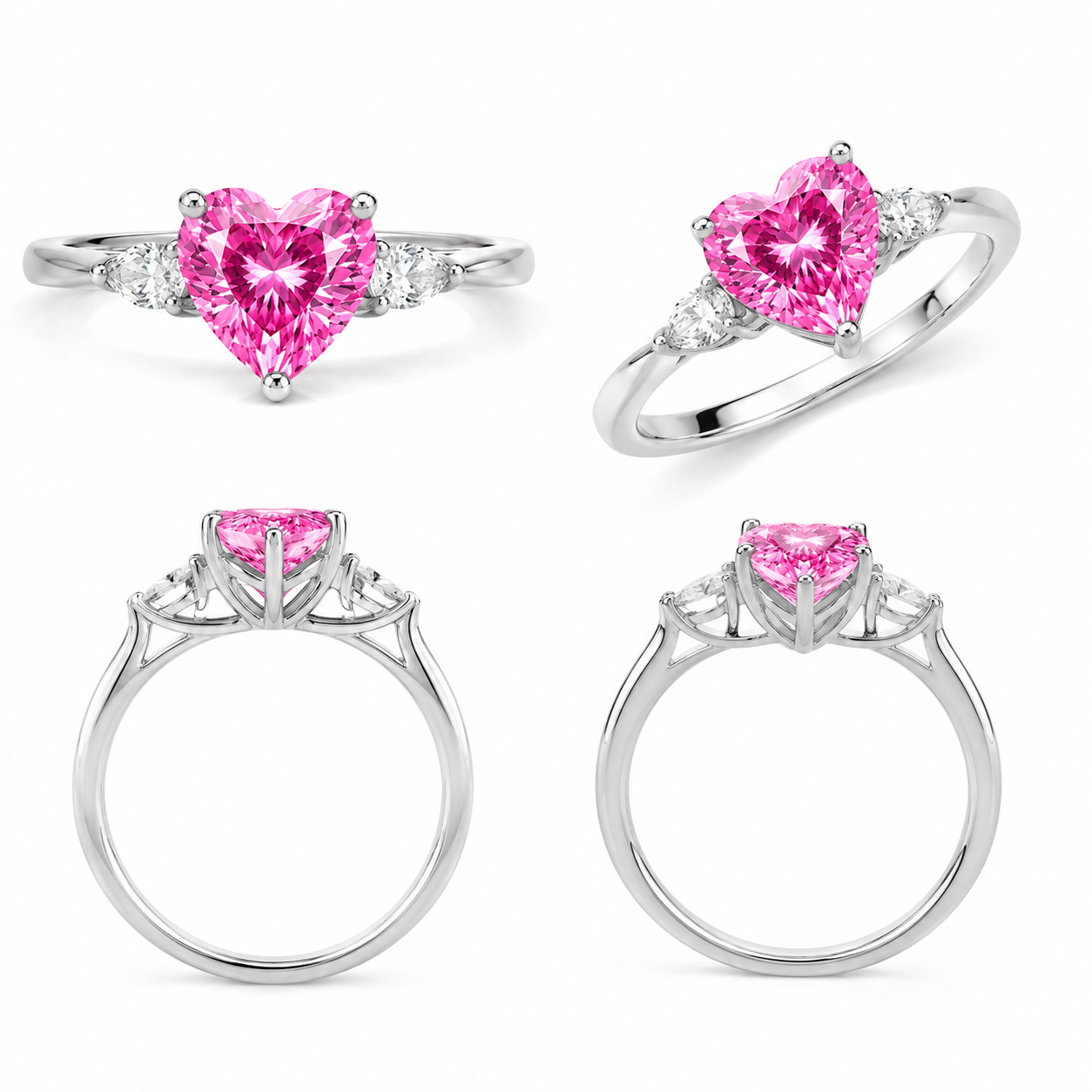 Pink Heart Cut Synthetic CZ Gemstones 163.50 Cts 54 Pcs - Image 7