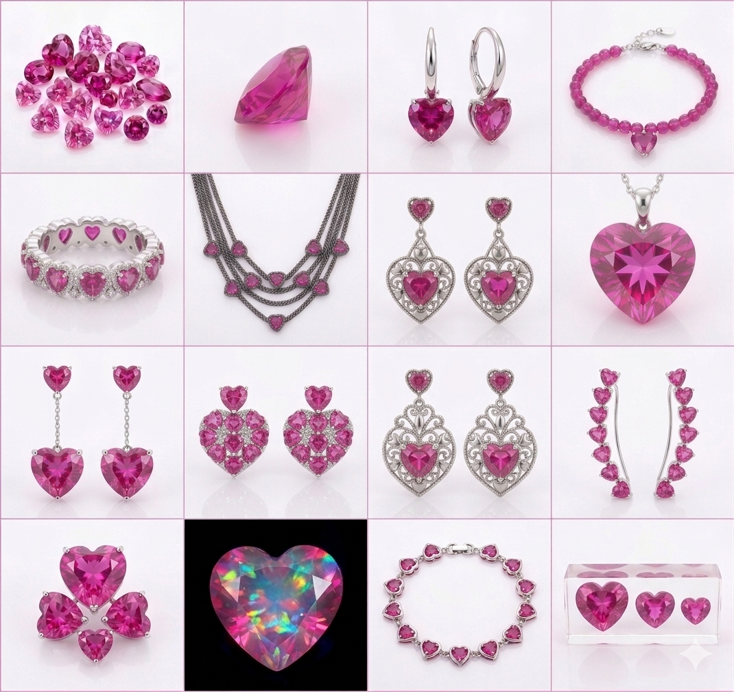 Pink Heart Cut Synthetic CZ Gemstones 163.50 Cts 54 Pcs - Image 8