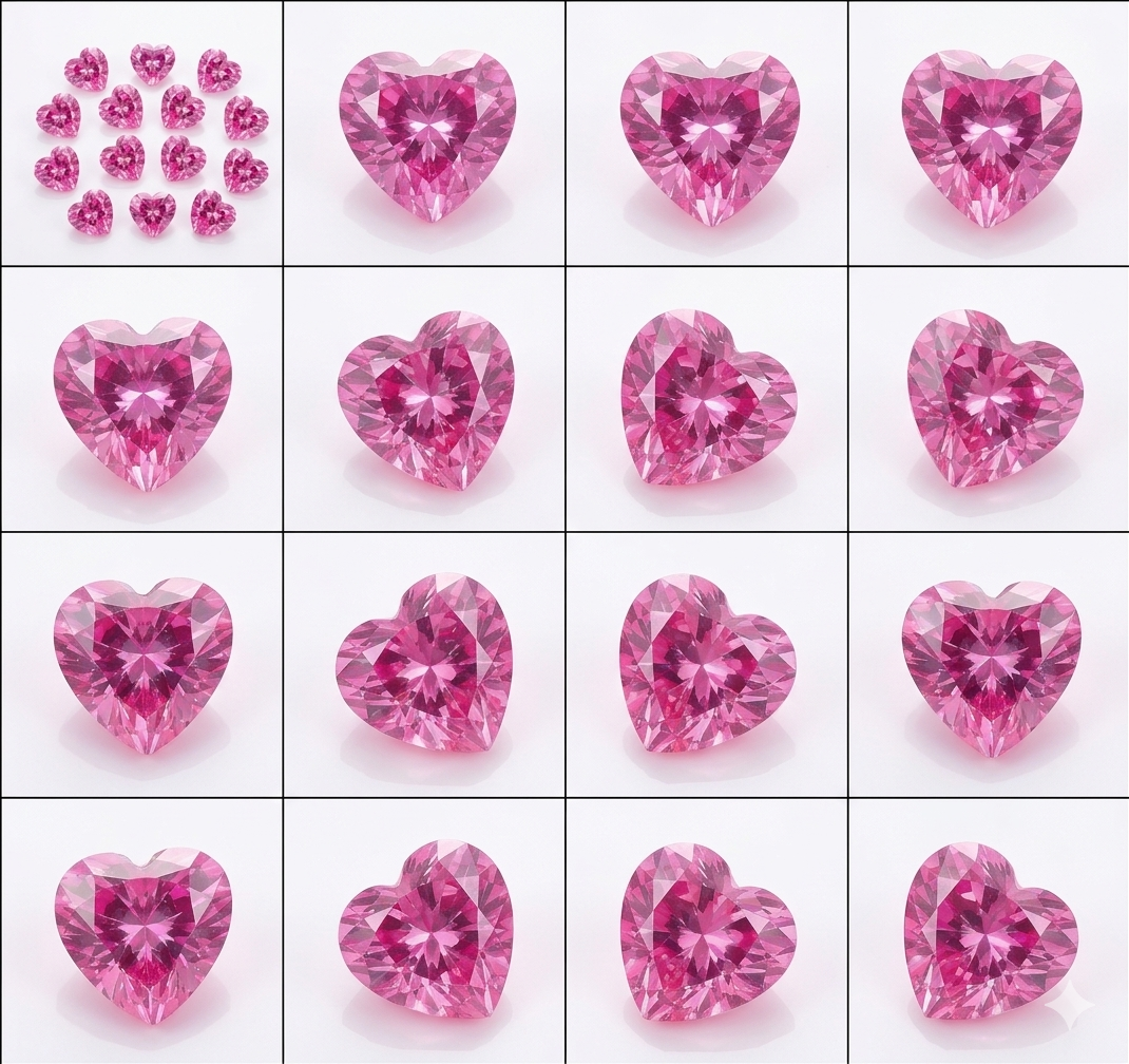 Pink Heart Cut Synthetic CZ Gemstones 163.50 Cts 54 Pcs - Image 9