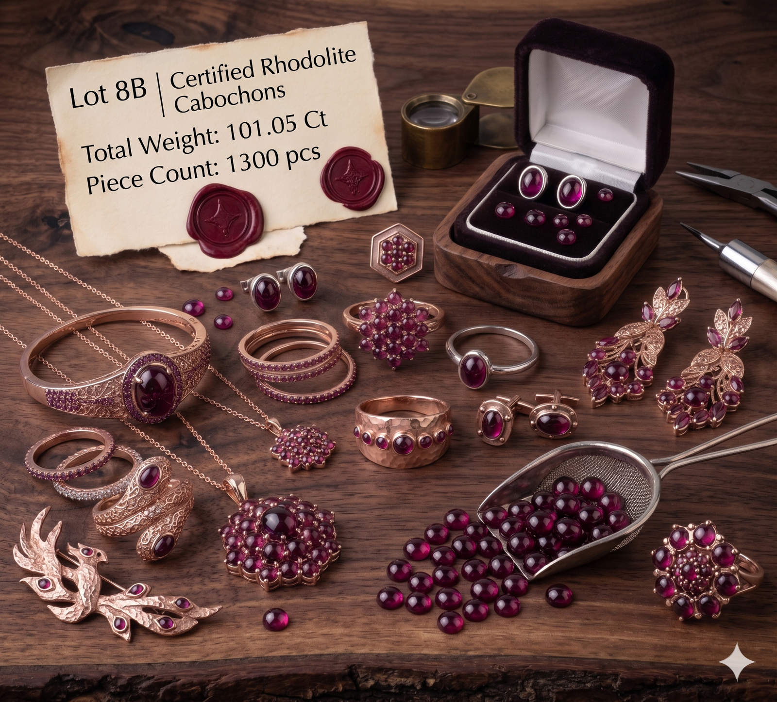 Natural Pink Rhodolite Garnet Round Cabochons 1300 Pcs 101.05 Cts (2-3mm) for Jewellery - Image 7