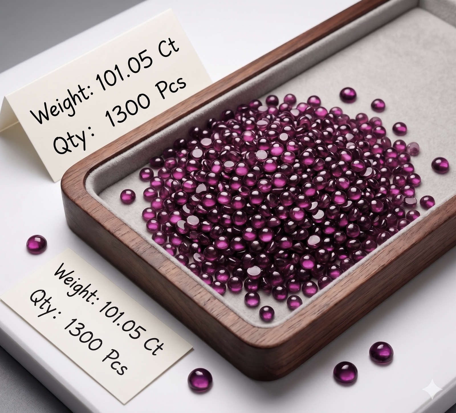 Natural Pink Rhodolite Garnet Round Cabochons 1300 Pcs 101.05 Cts (2-3mm) for Jewellery - Image 8