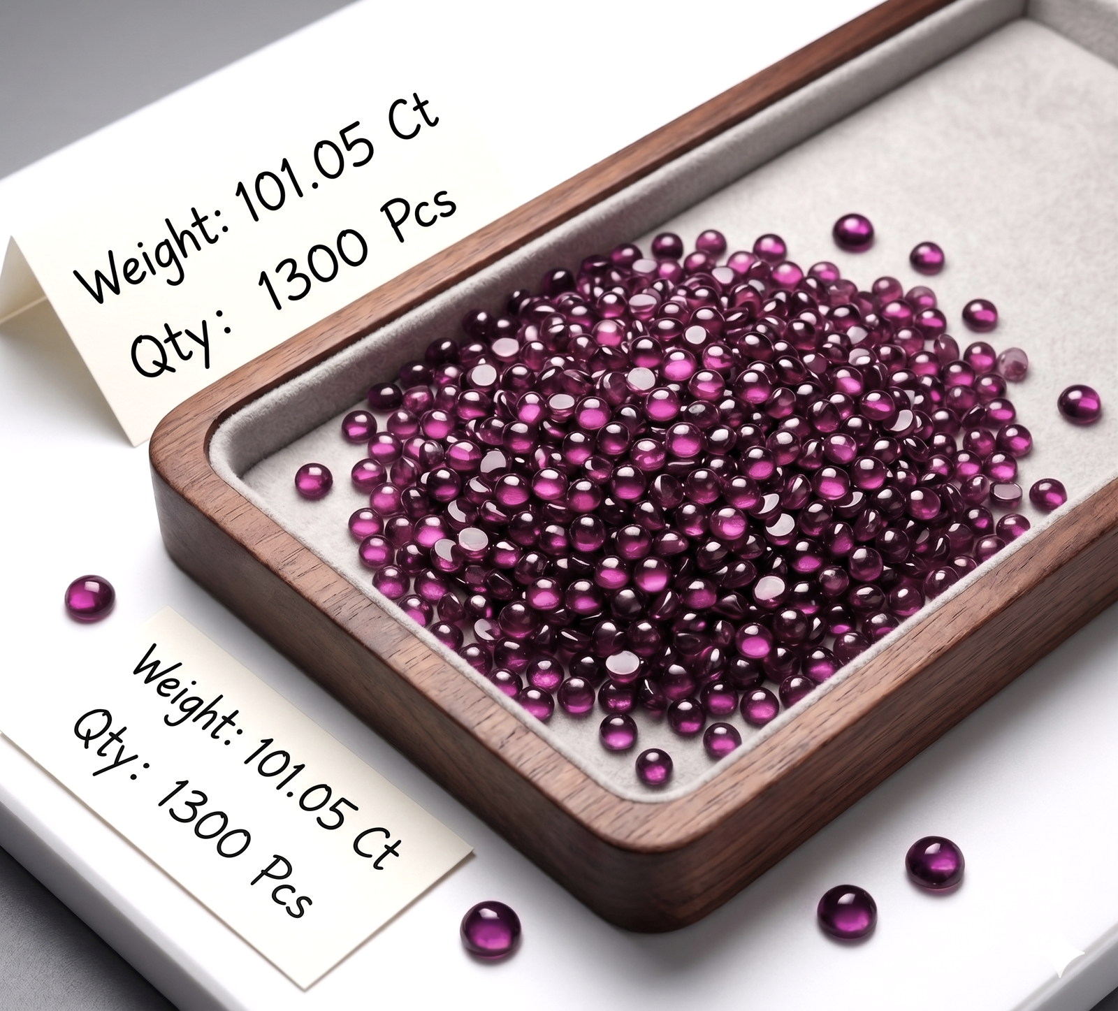 Natural Pink Rhodolite Garnet Round Cabochons 1300 Pcs 101.05 Cts (2-3mm) for Jewellery - Image 9