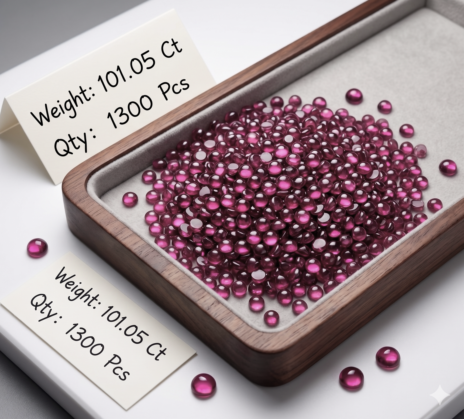 Natural Pink Rhodolite Garnet Round Cabochons 1300 Pcs 101.05 Cts (2-3mm) for Jewellery - Image 10