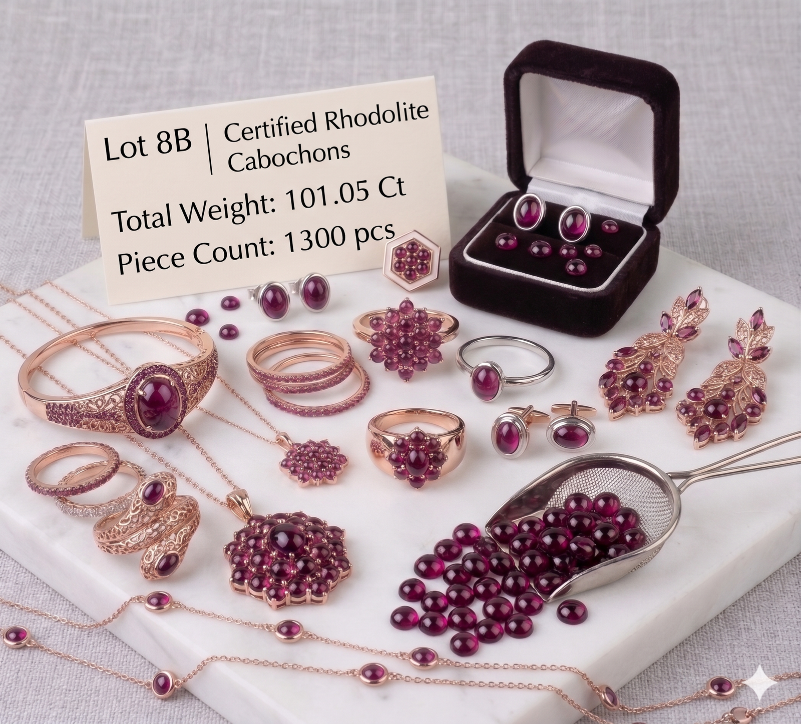 Natural Pink Rhodolite Garnet Round Cabochons 1300 Pcs 101.05 Cts (2-3mm) for Jewellery - Image 12