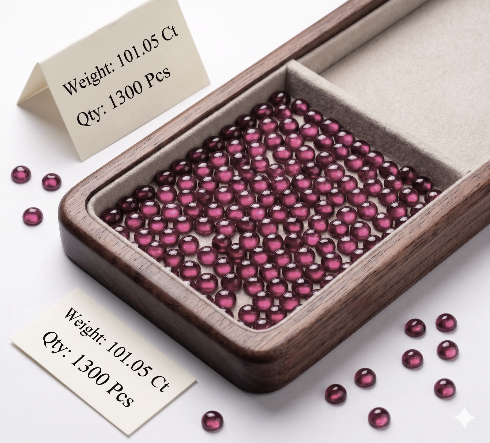 Natural Pink Rhodolite Garnet Round Cabochons 1300 Pcs 101.05 Cts (2-3mm) for Jewellery - Image 13