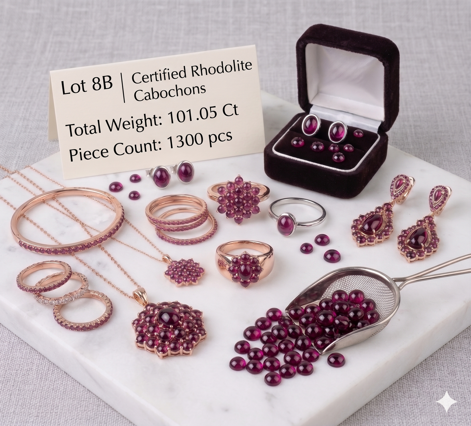 Natural Pink Rhodolite Garnet Round Cabochons 1300 Pcs 101.05 Cts (2-3mm) for Jewellery - Image 14