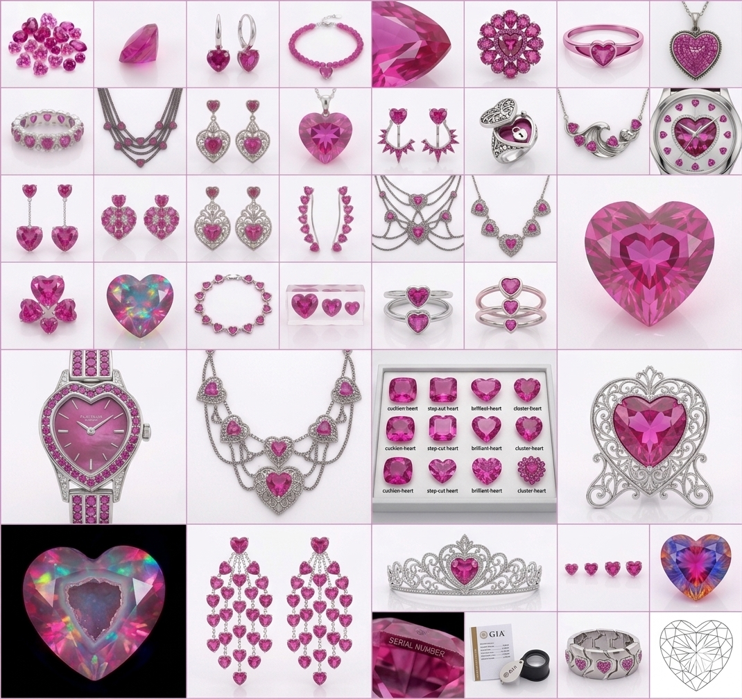 Pink Heart Cut Synthetic CZ Gemstones 163.50 Cts 54 Pcs - Image 17