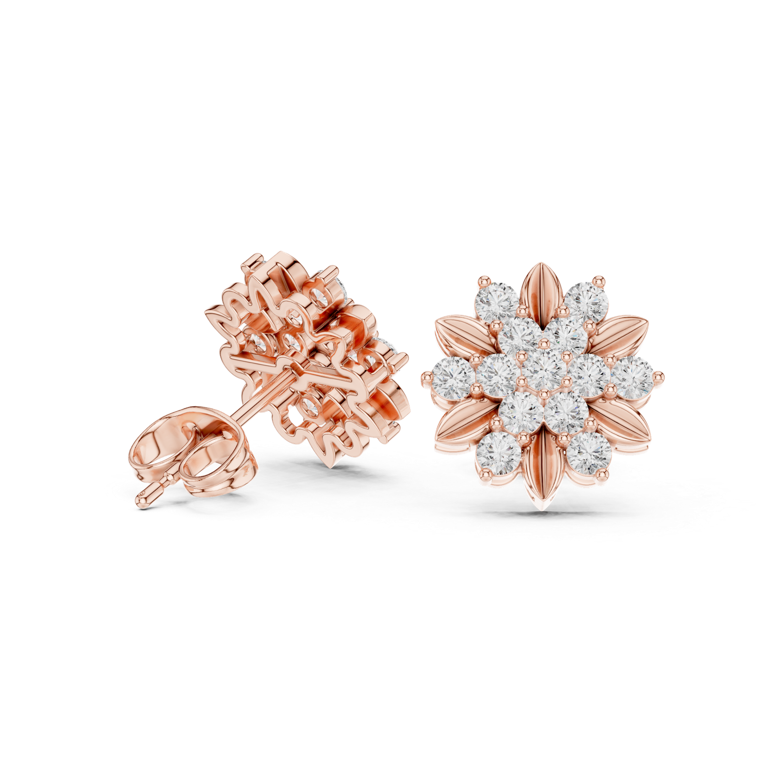0.91 Cts Round Cut Certified Lab Grown Diamond Earrings Tops ER-102