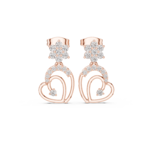 0.61 Cts Round Cut Lab Grown Diamond Gold Earrings ER-103