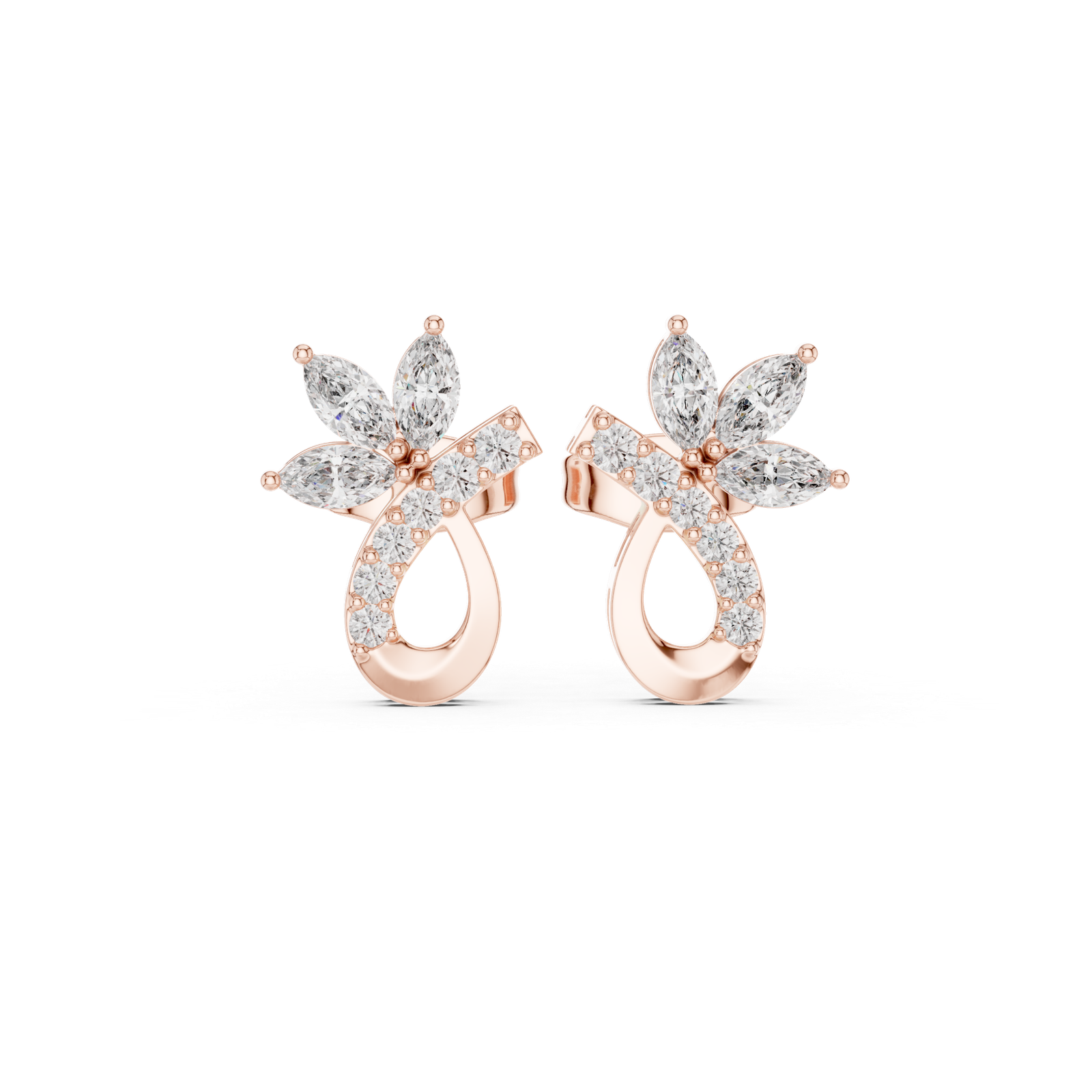 0.47 Cts Marquise Cut Certified Lab Grown Diamond Earrings Tops ER-106