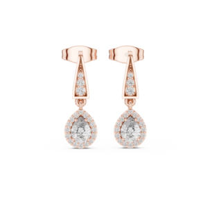 0.45 Cts Pear Cut Lab Grown Diamond Dangle Gold Earrings ER-112