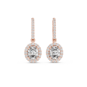 1.29 Cts Oval Cut Lab Grown Diamond Dangle Gold Earrings ER-155
