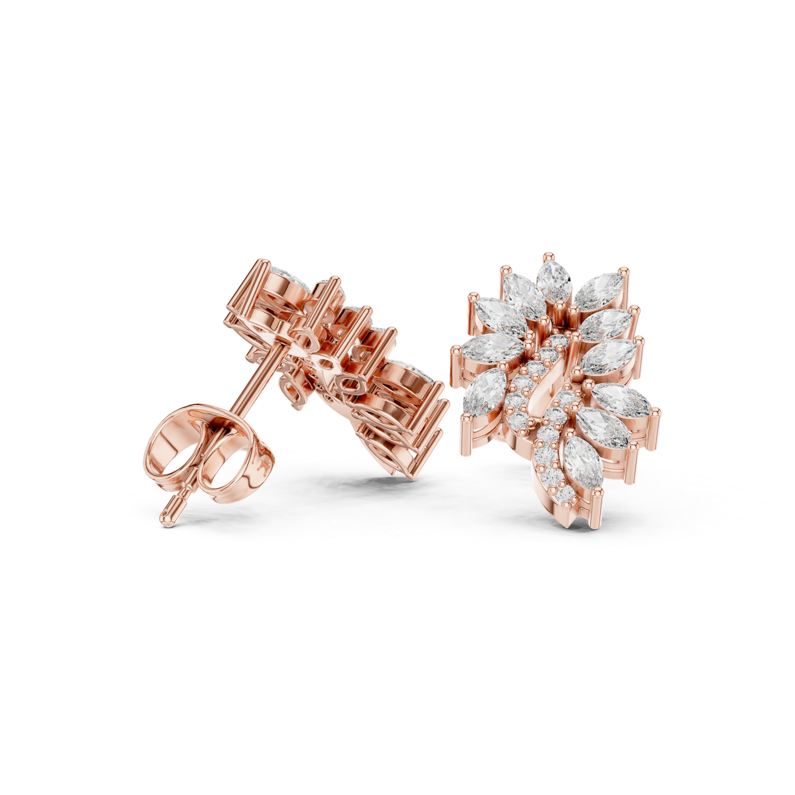 0.61 Cts Marquise Cut Lab Grown Gold Diamond Earrings ER-52