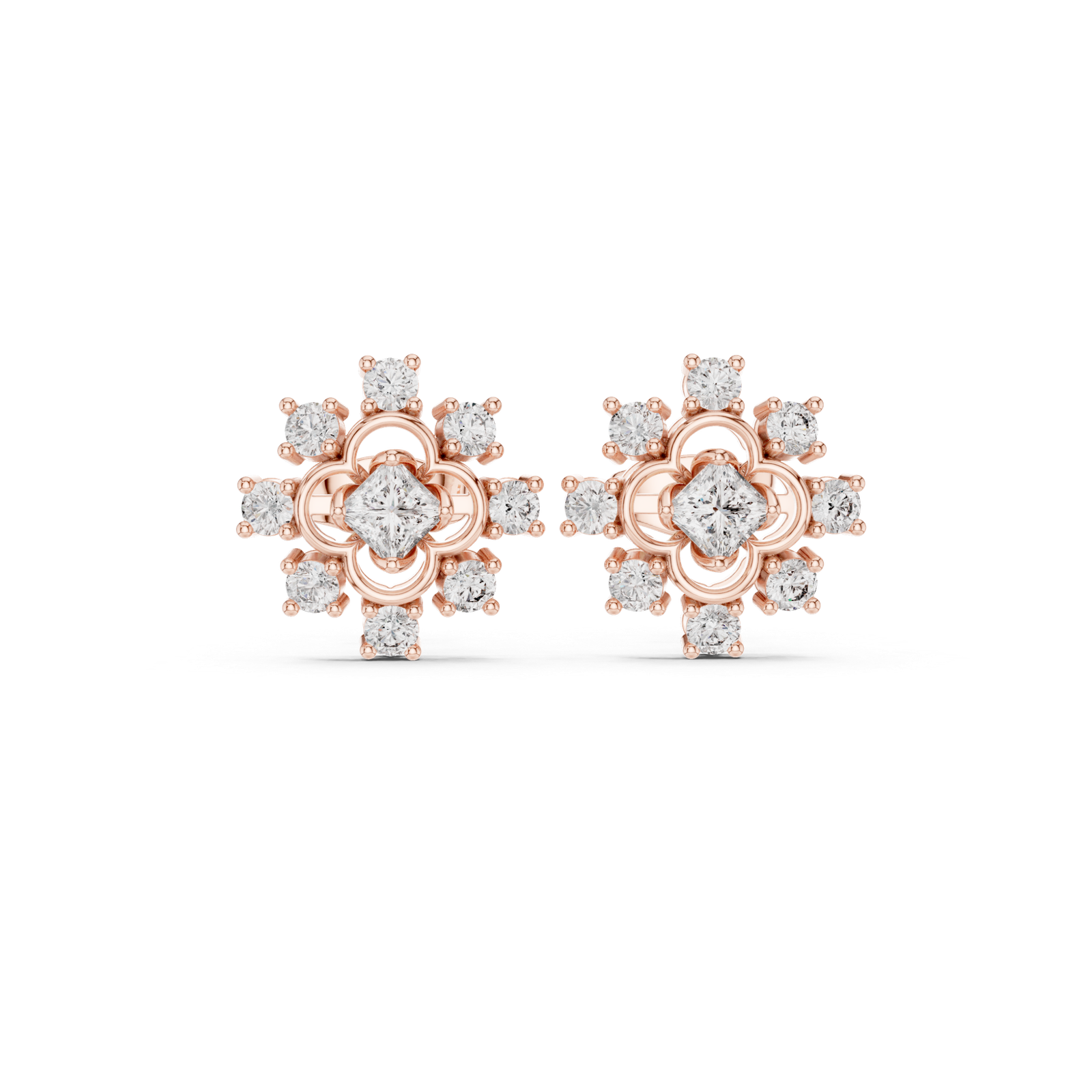0.83 Cts Princess Cut Lab Grown Gold Diamond Earrings ER-281