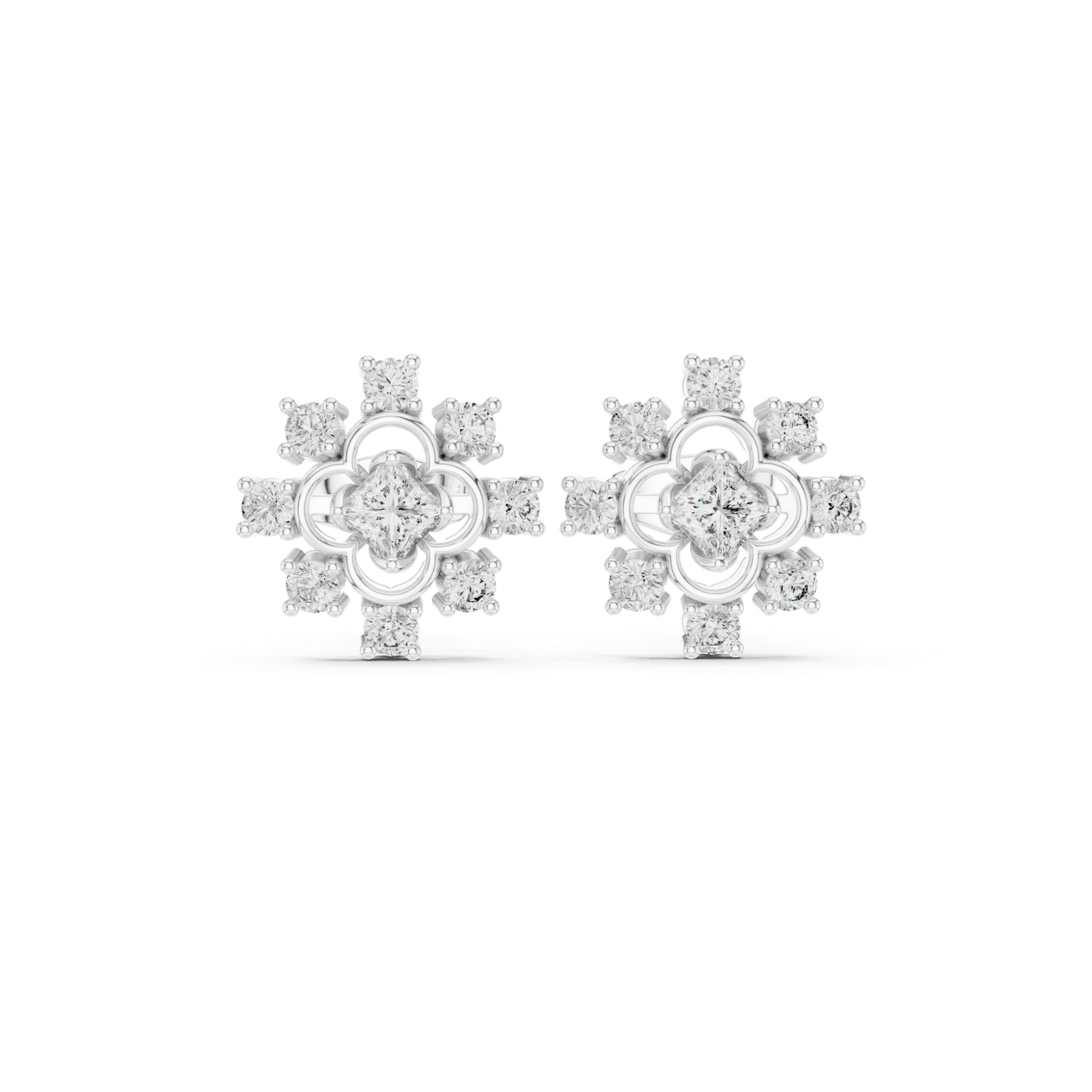 0.83 Cts Princess Cut Lab Grown Gold Diamond Earrings ER-281
