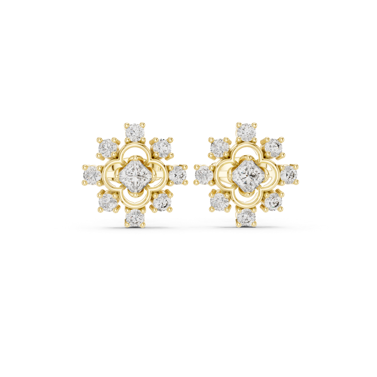 0.83 Cts Princess Cut Lab Grown Gold Diamond Earrings ER-281