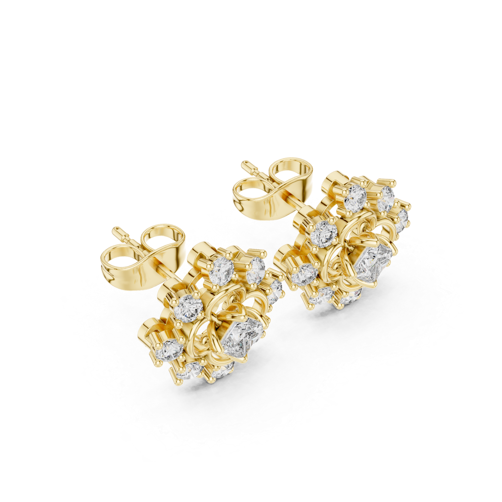 0.83 Cts Princess Cut Lab Grown Gold Diamond Earrings ER-281