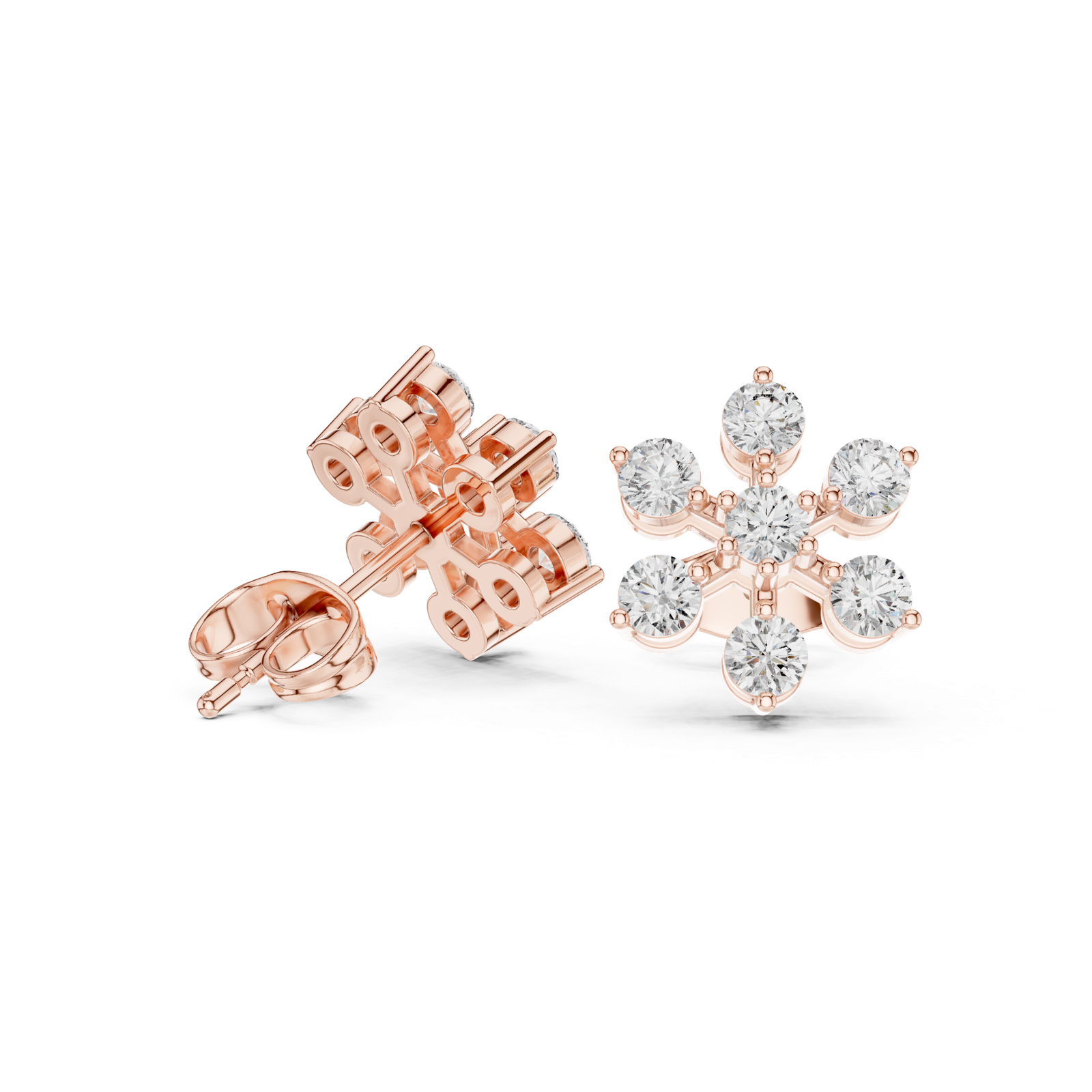 0.91 Cts Round Cut Lab Grown Gold Diamond Earrings ER-294
