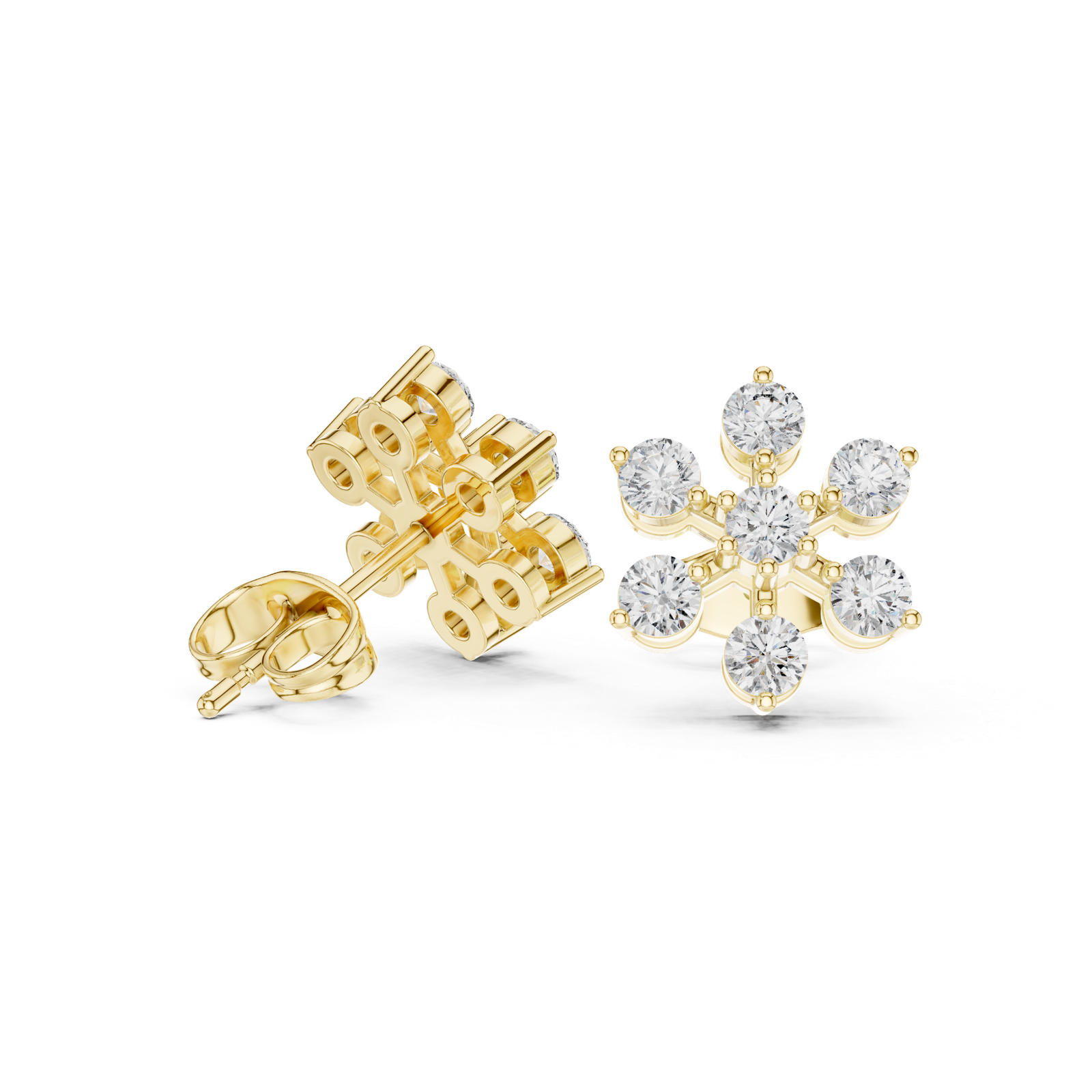 0.91 Cts Round Cut Lab Grown Gold Diamond Earrings ER-294