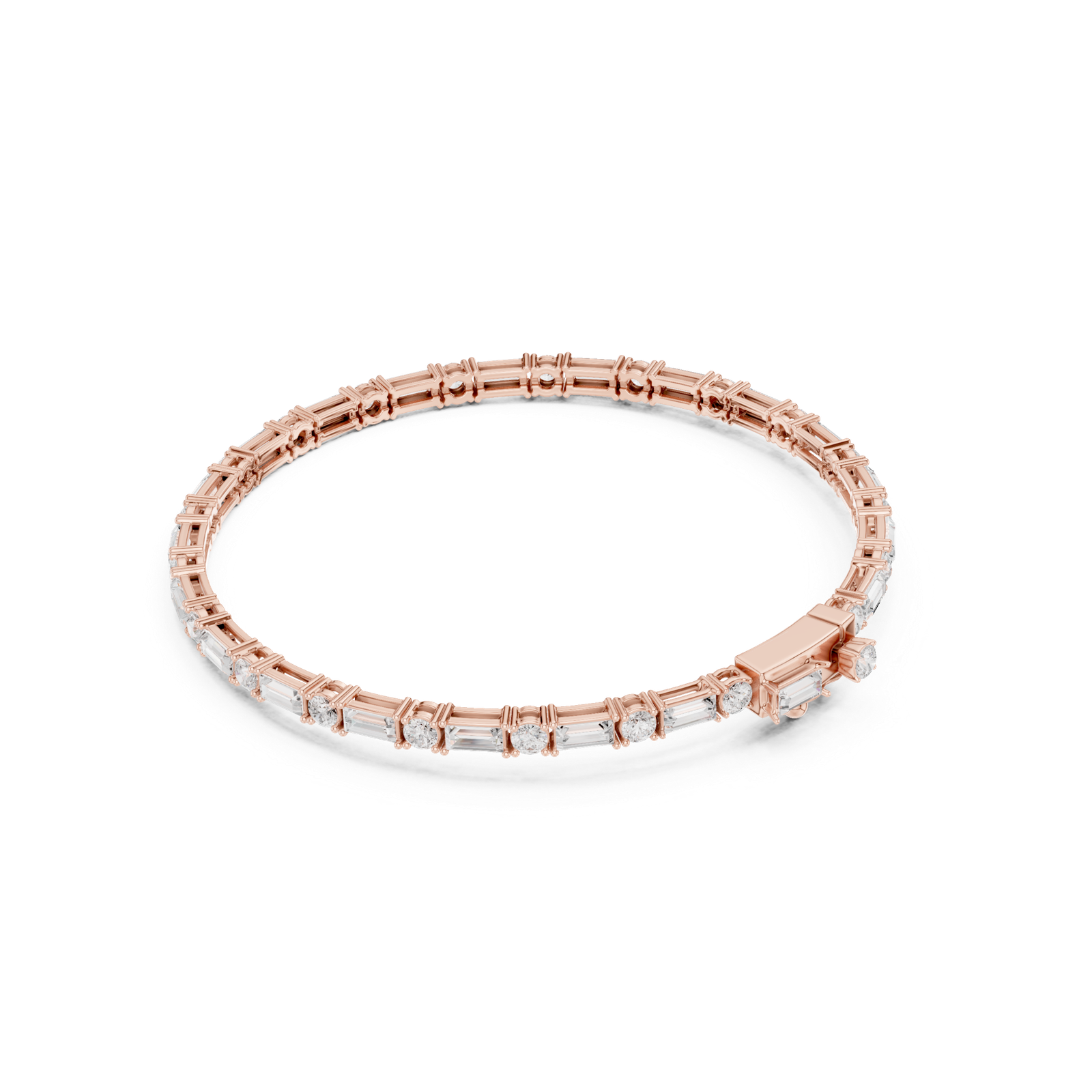 3.93 Cts Baguette Cut Lab Grown Diamond Gold Men's Bracelet