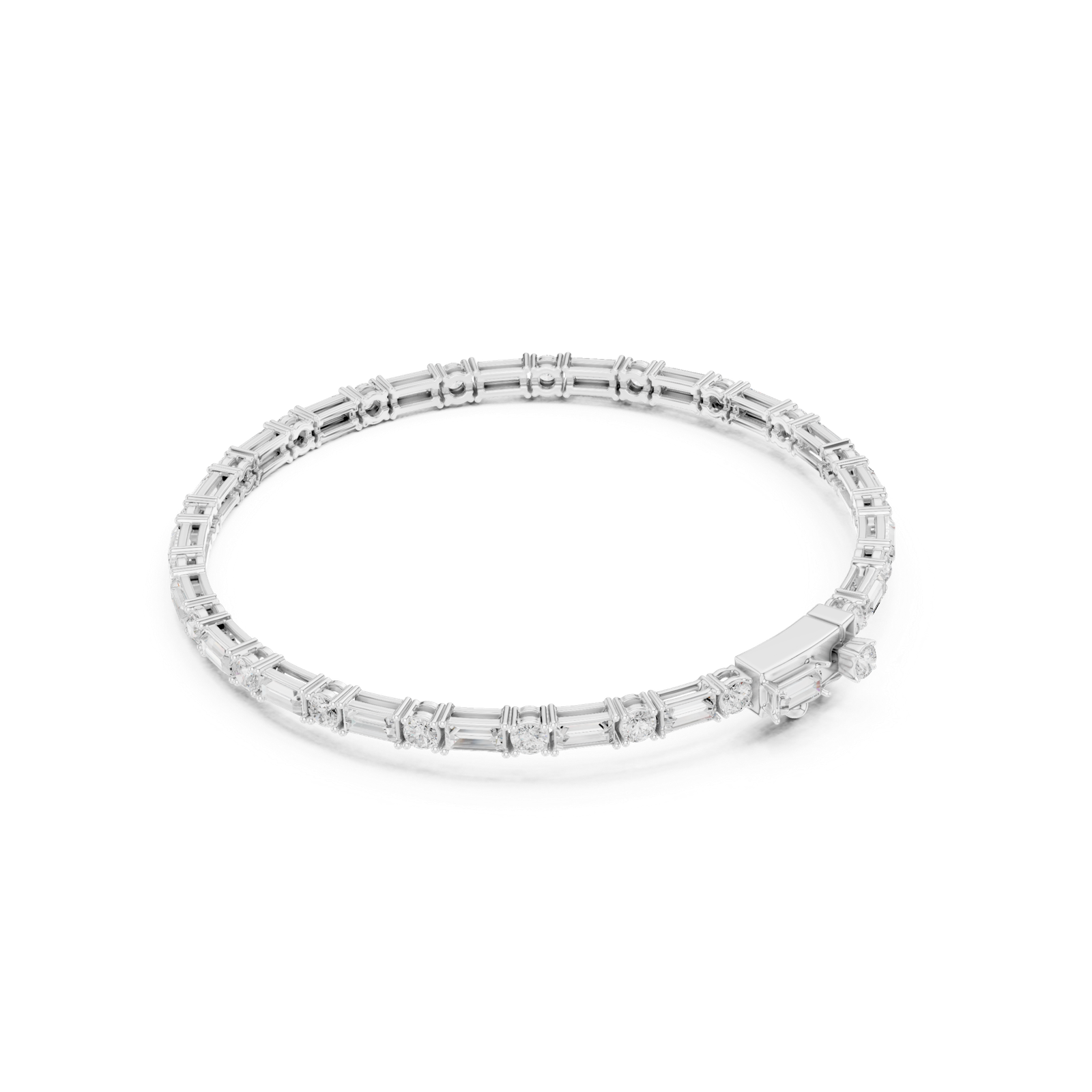 3.93 Cts Baguette Cut Lab Grown Diamond Gold Men's Bracelet