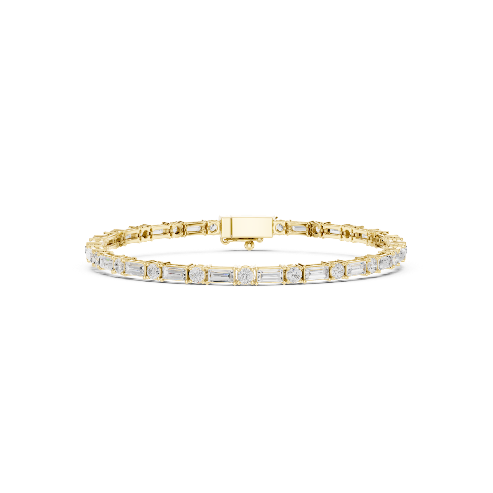 3.93 Cts Baguette Cut Lab Grown Diamond Gold Men's Bracelet