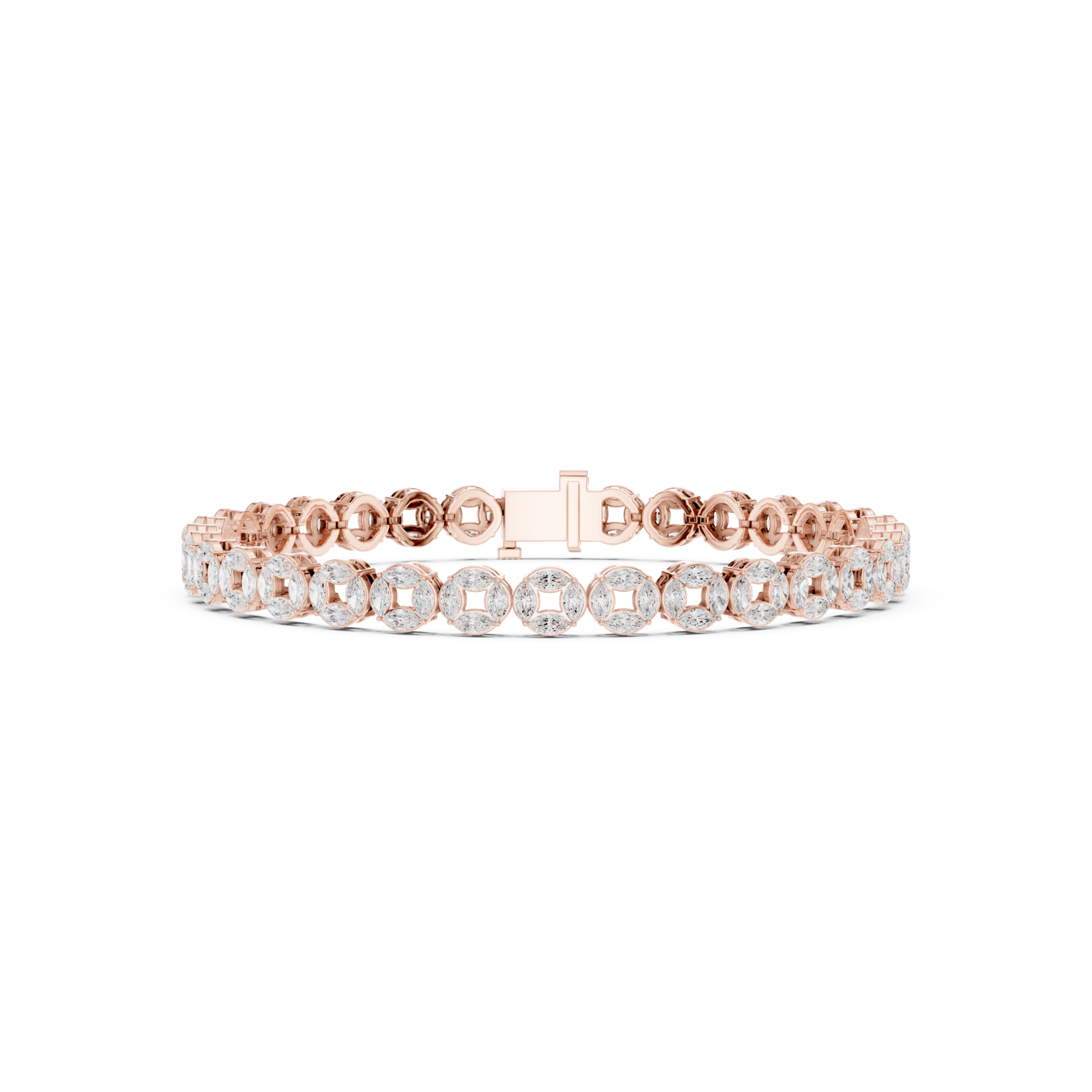 3.40 Cts Marquise Cut Lab Grown Diamond Men's Gold Bracelet