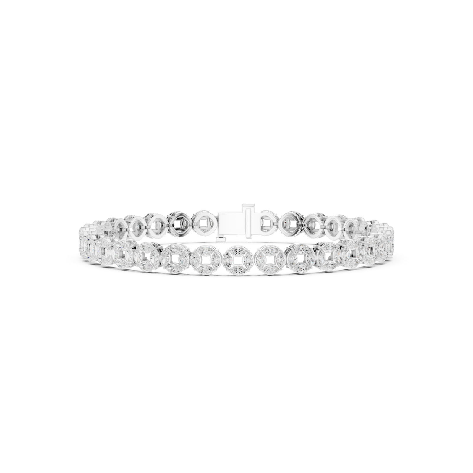 3.40 Cts Marquise Cut Lab Grown Diamond Men's Gold Bracelet