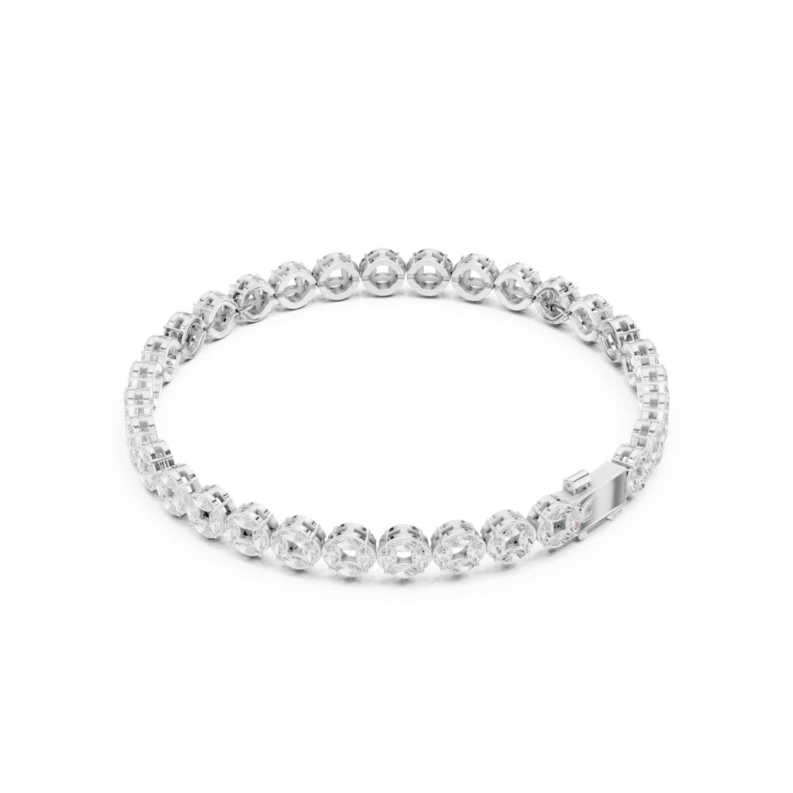 3.40 Cts Marquise Cut Lab Grown Diamond Men's Gold Bracelet