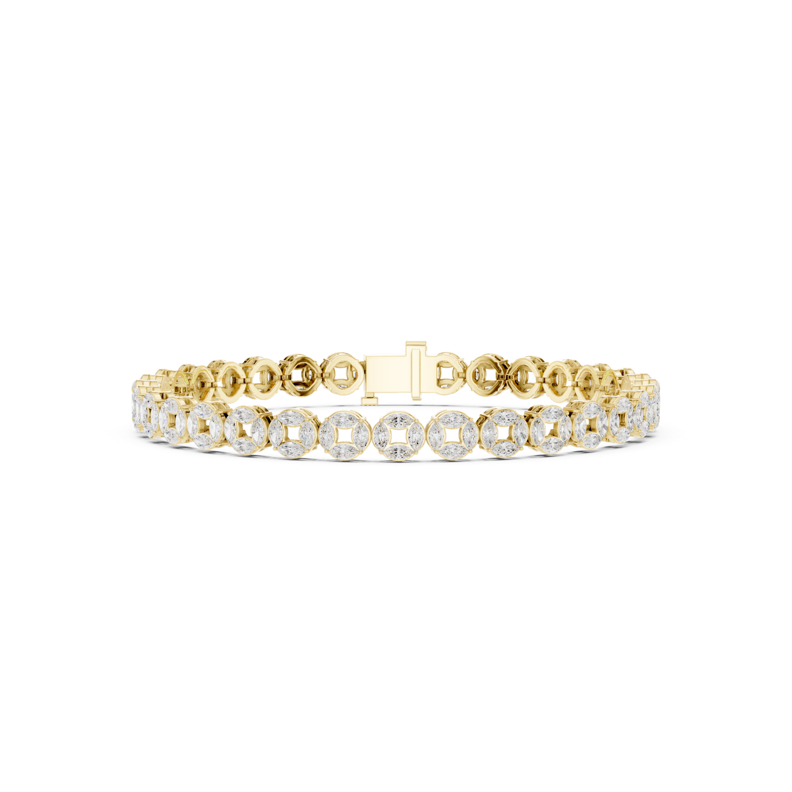 3.40 Cts Marquise Cut Lab Grown Diamond Men's Gold Bracelet