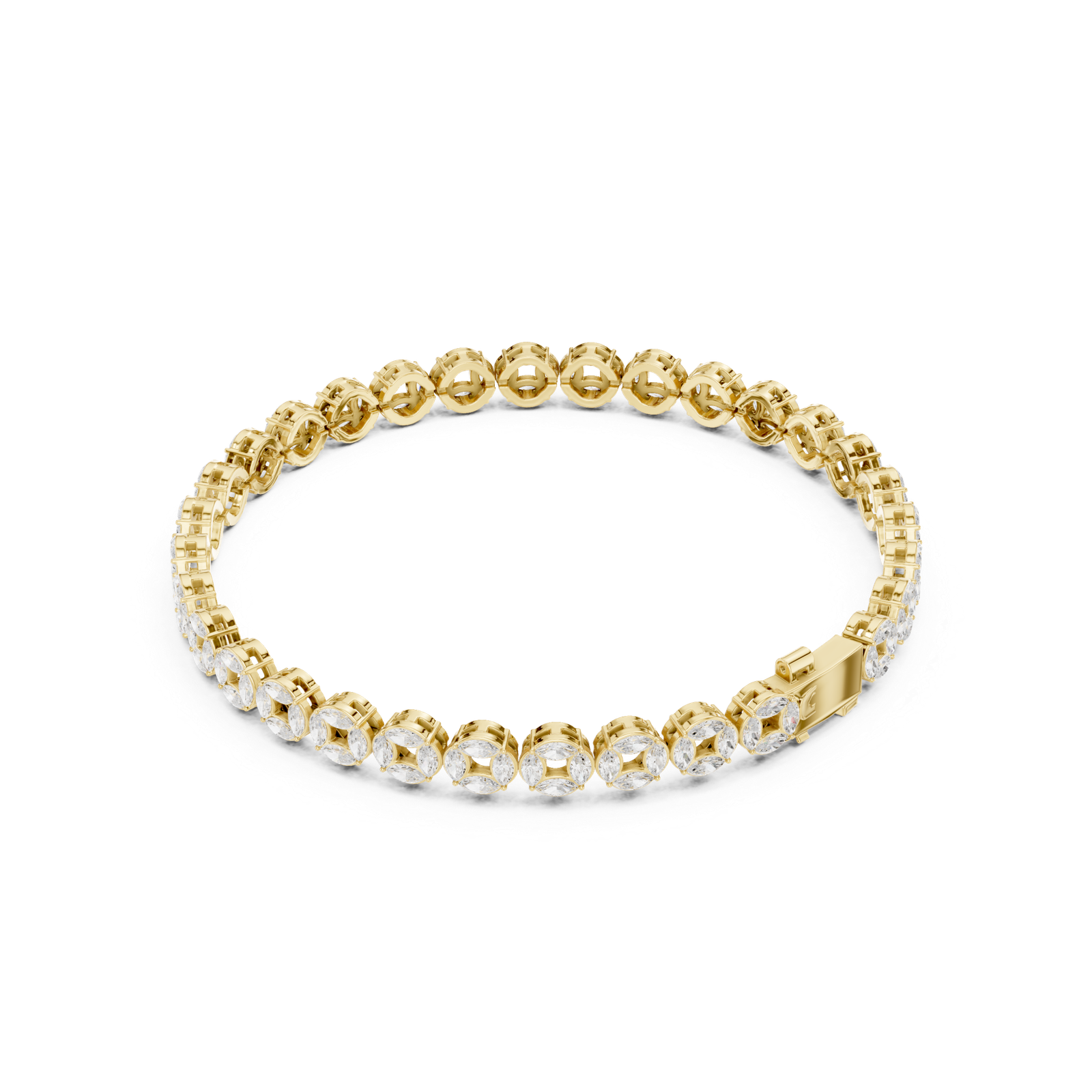 3.40 Cts Marquise Cut Lab Grown Diamond Men's Gold Bracelet