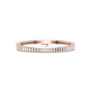 3.46 Cts Baguette Cut Lab Grown Diamond Gold Men's Bracelet
