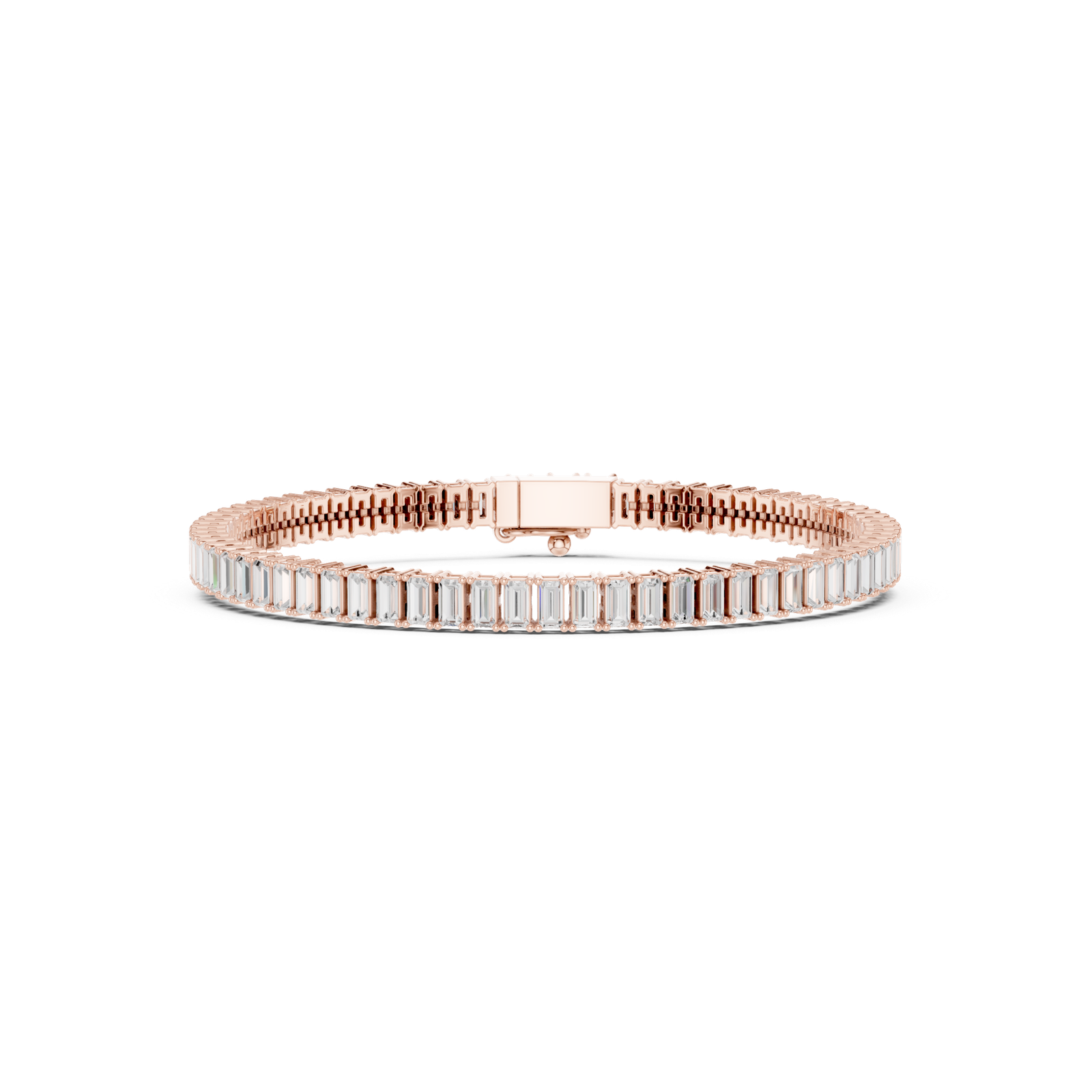 3.46 Cts Baguette Cut Lab Grown Diamond Gold Men's Bracelet