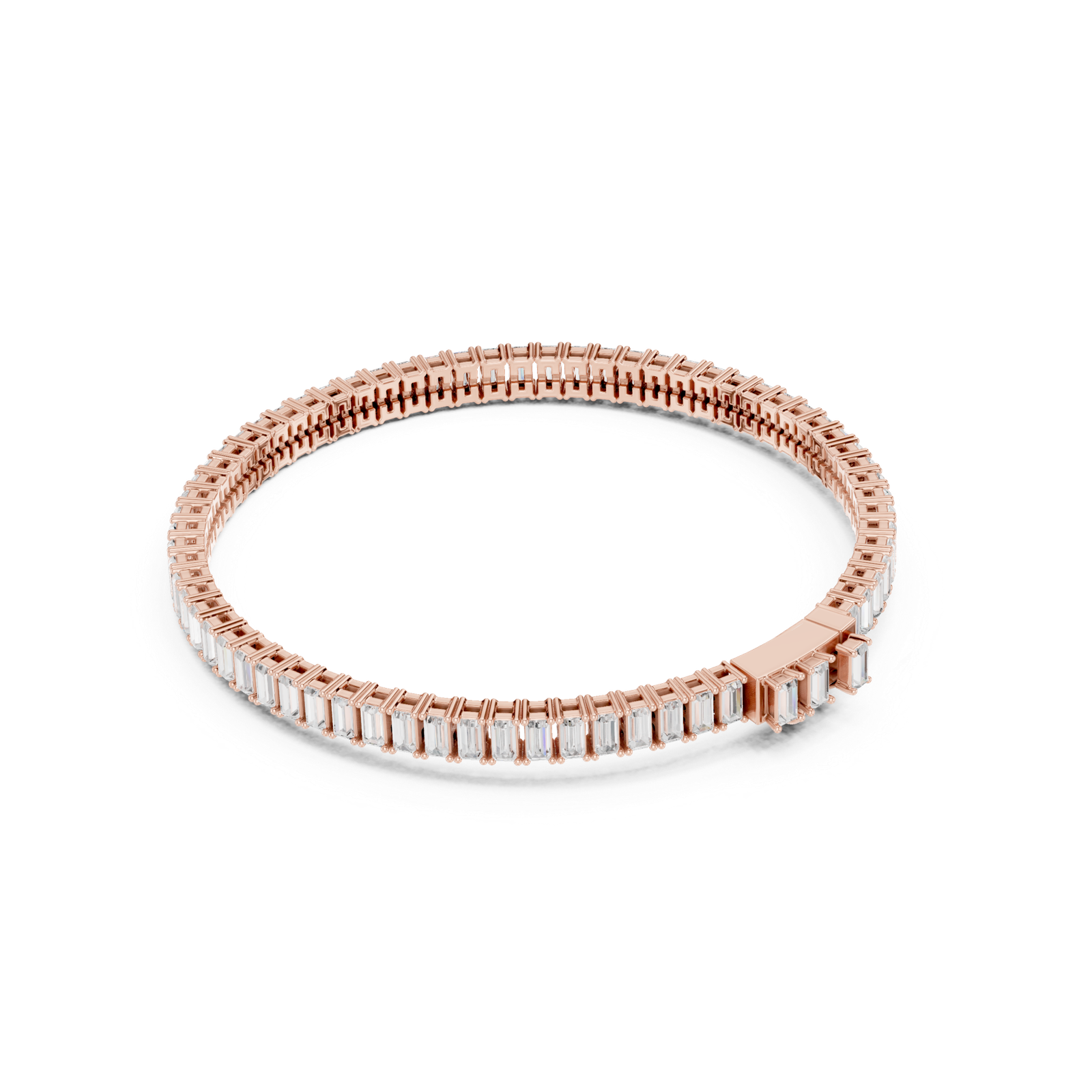 3.46 Cts Baguette Cut Lab Grown Diamond Gold Men's Bracelet