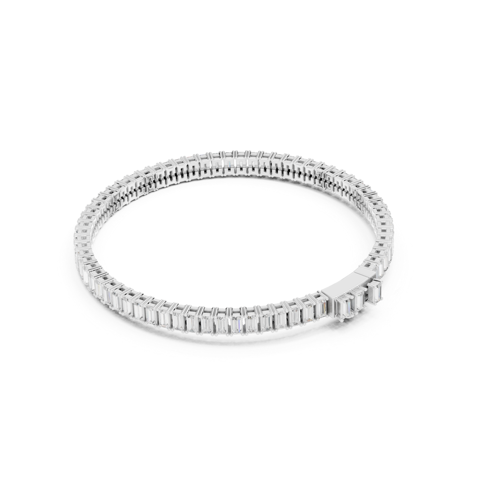 3.46 Cts Baguette Cut Lab Grown Diamond Gold Men's Bracelet