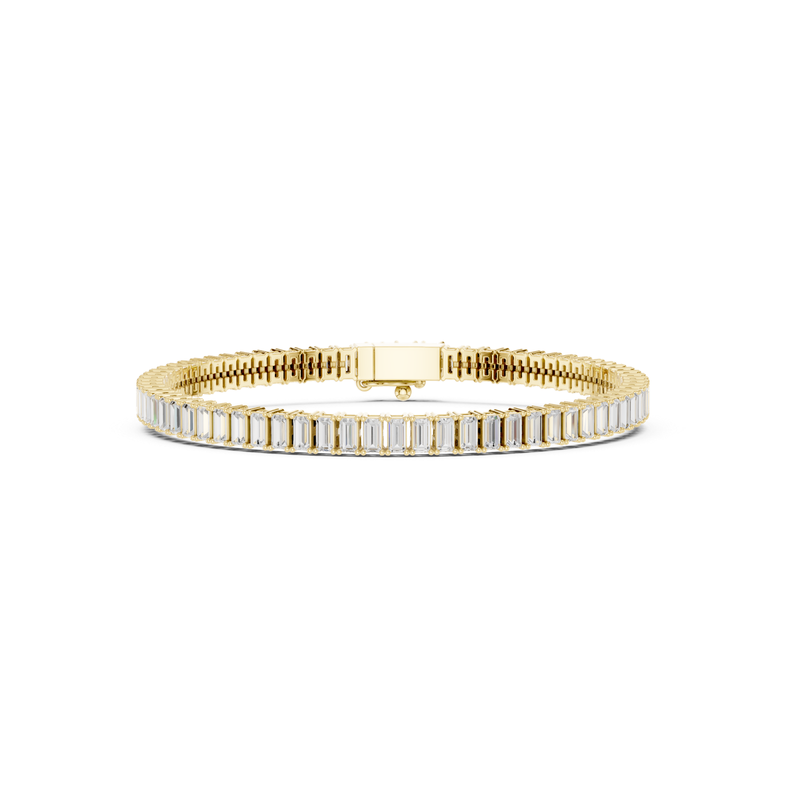 3.46 Cts Baguette Cut Lab Grown Diamond Gold Men's Bracelet