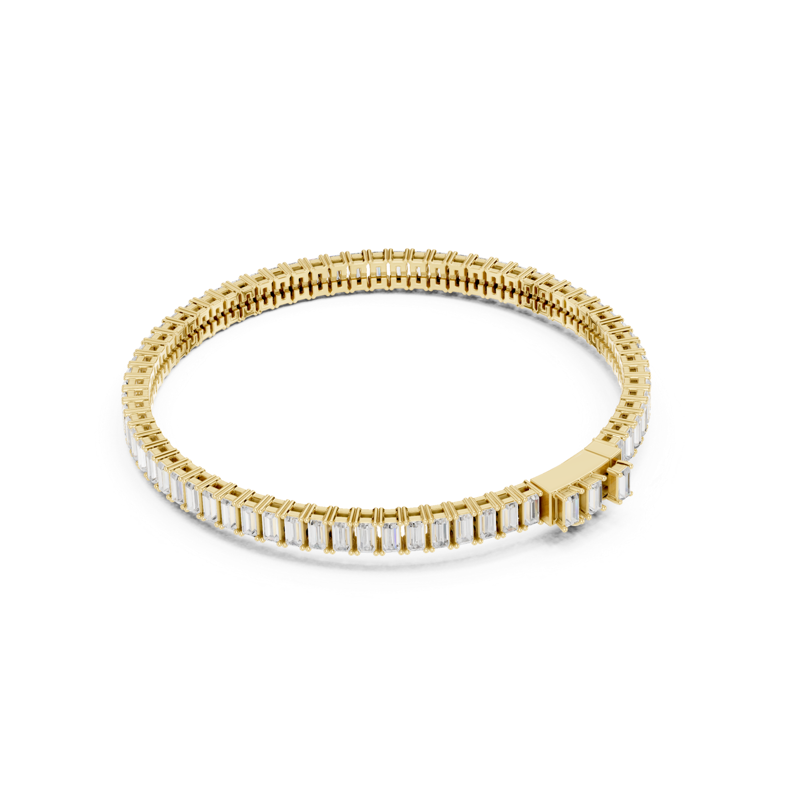 3.46 Cts Baguette Cut Lab Grown Diamond Gold Men's Bracelet