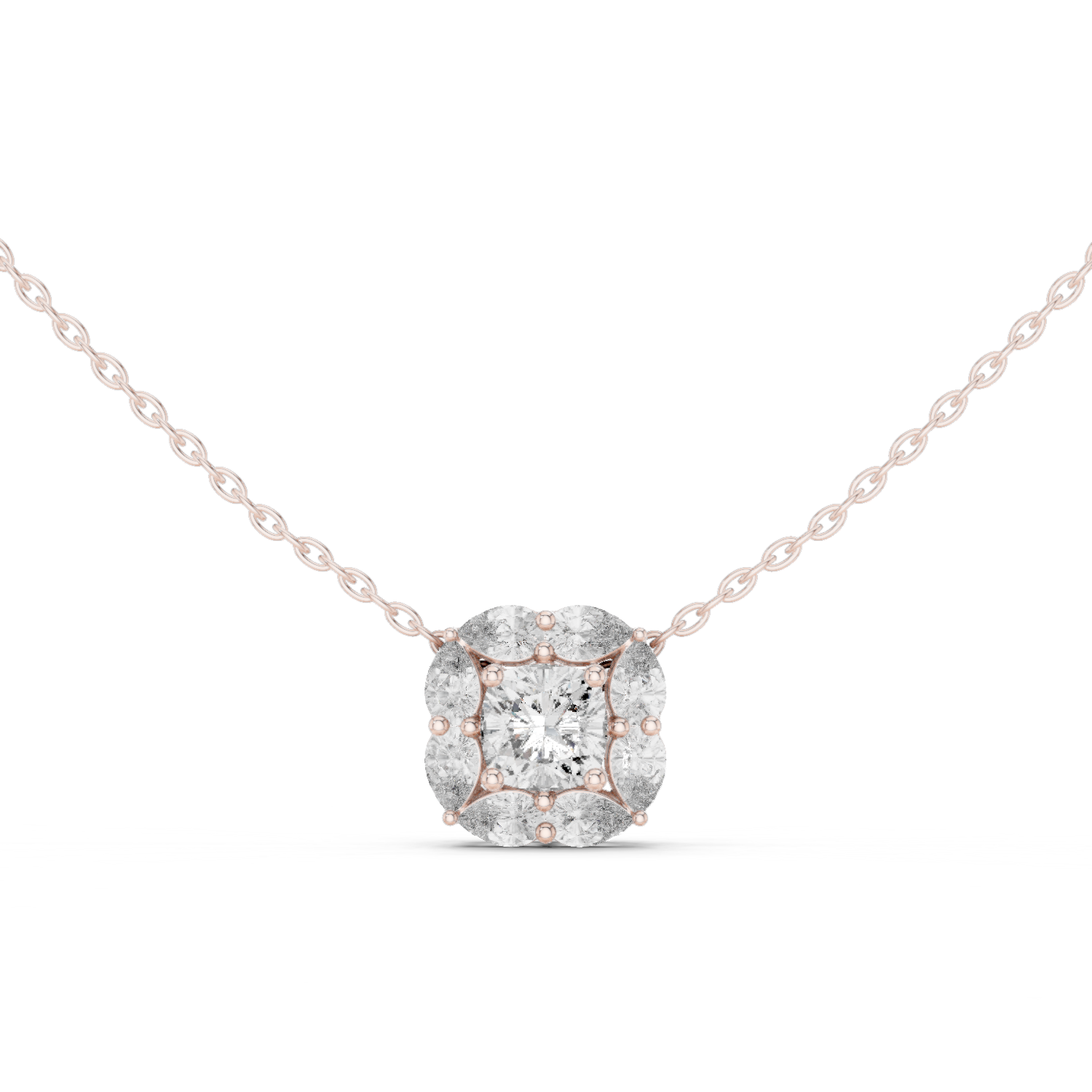 1.59 Cts Cushion Cut Lab Grown Diamond Gold Pendant PD-0009