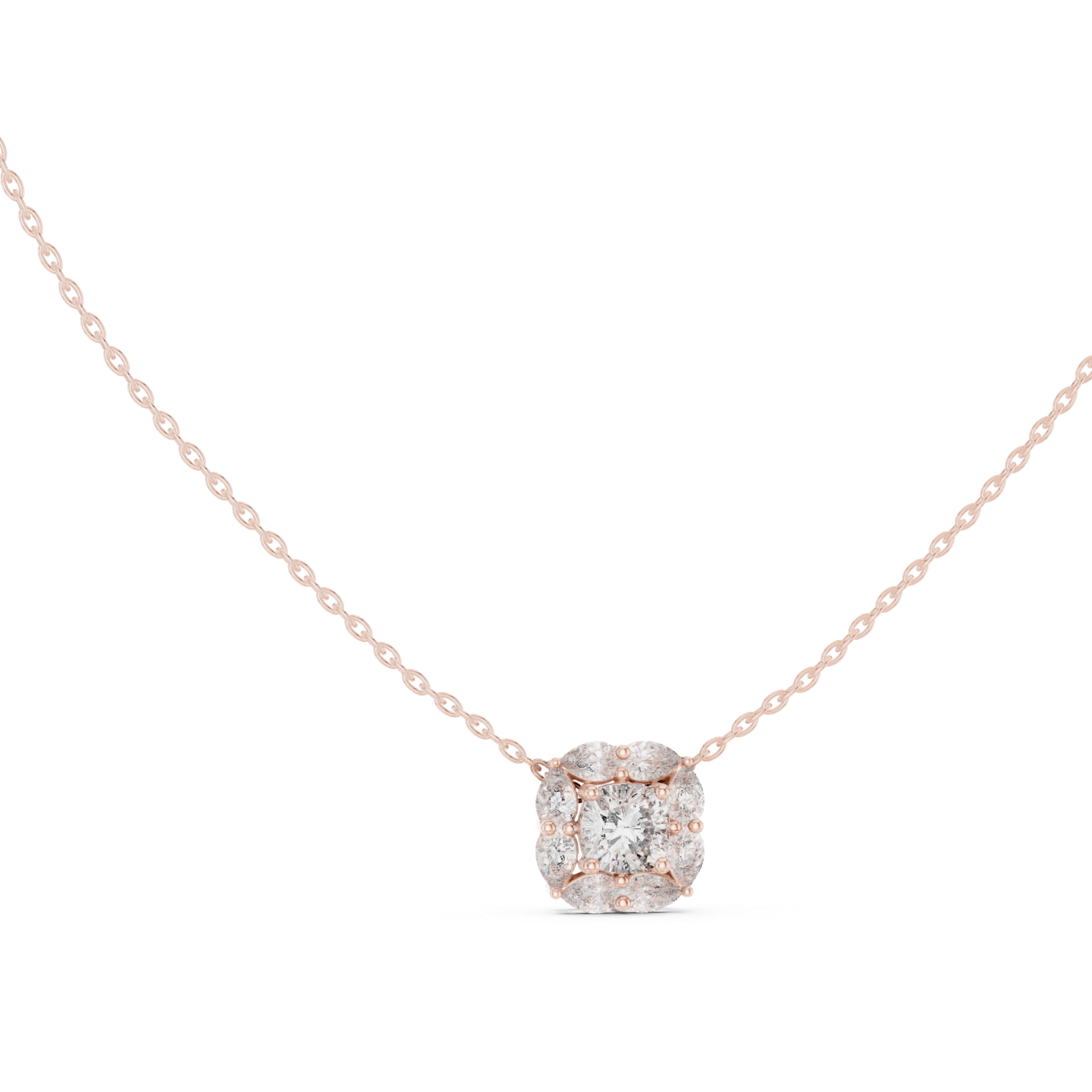 1.59 Cts Cushion Cut Lab Grown Diamond Gold Pendant PD-0009
