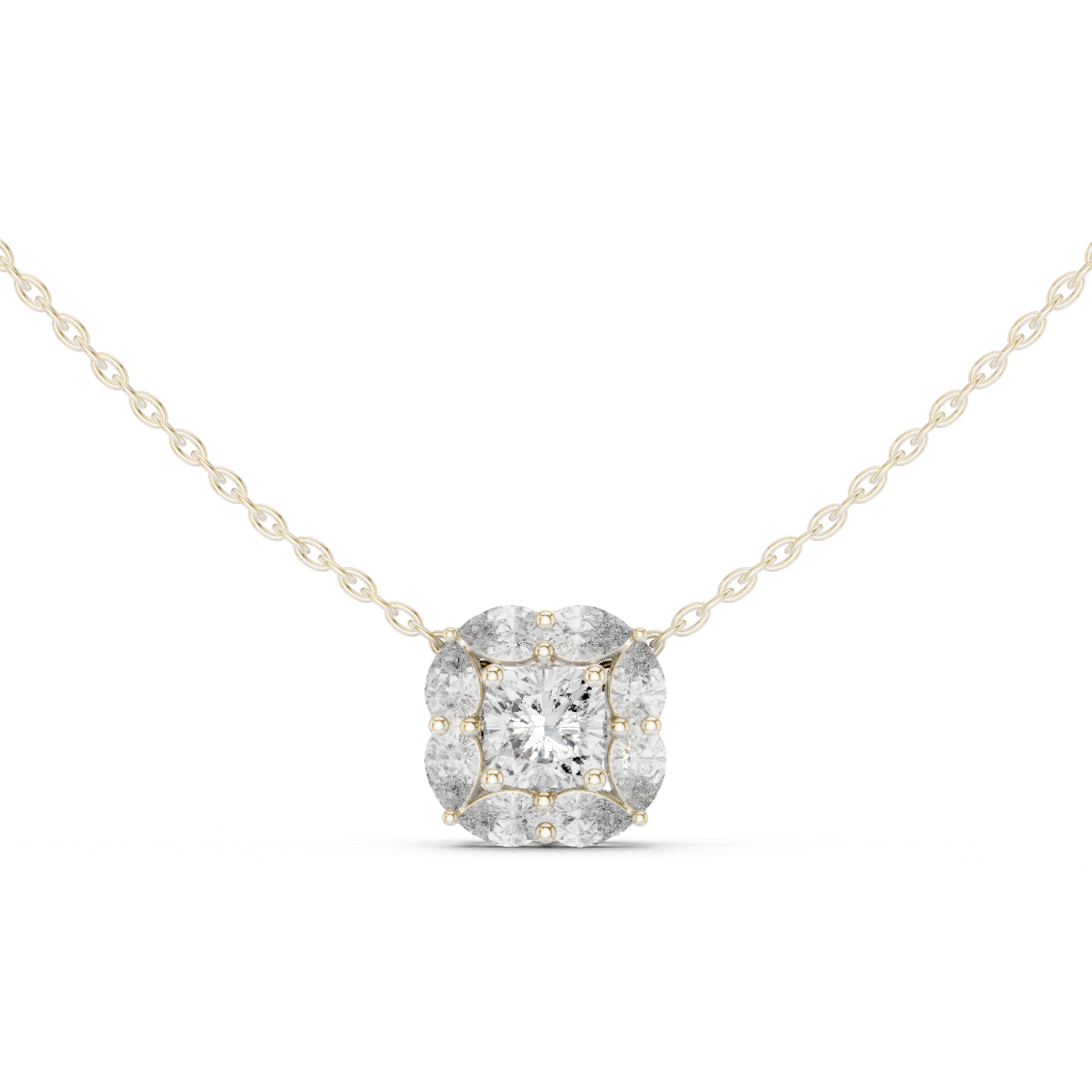 1.59 Cts Cushion Cut Lab Grown Diamond Gold Pendant PD-0009