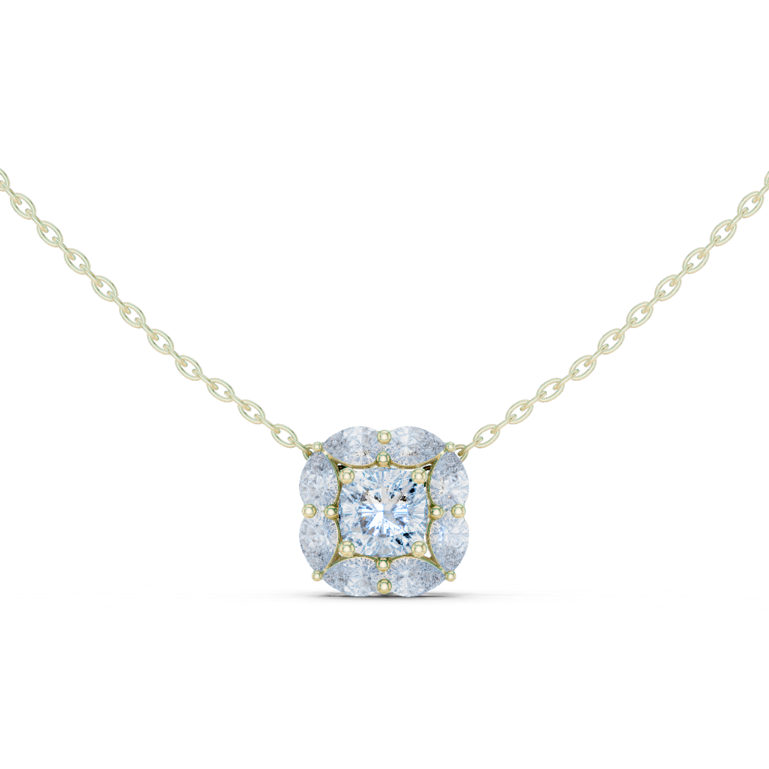 1.59 Cts Cushion Cut Lab Grown Diamond Gold Pendant PD-0009