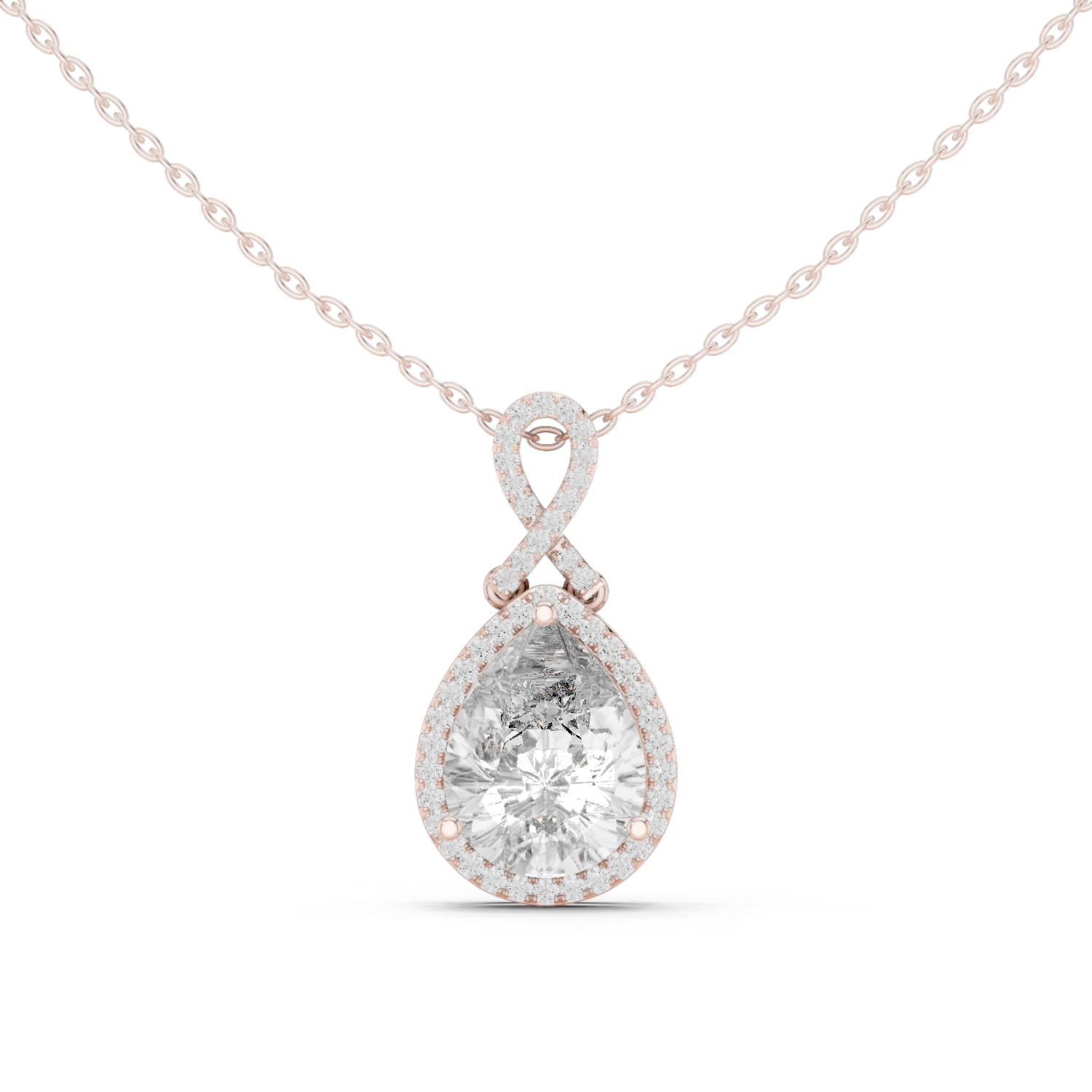 4.18 Cts Pear Cut Lab Grown Diamond Gold Pendant PD-0014
