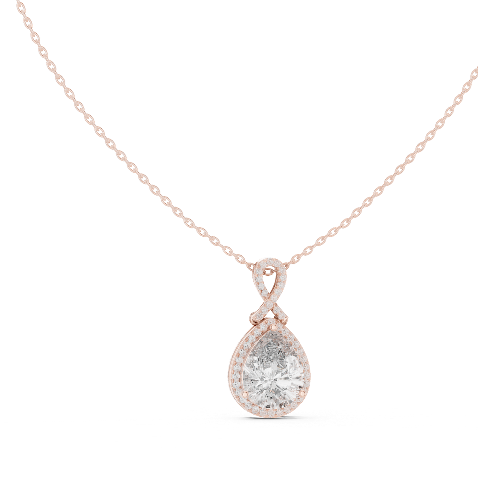 4.18 Cts Pear Cut Lab Grown Diamond Gold Pendant PD-0014