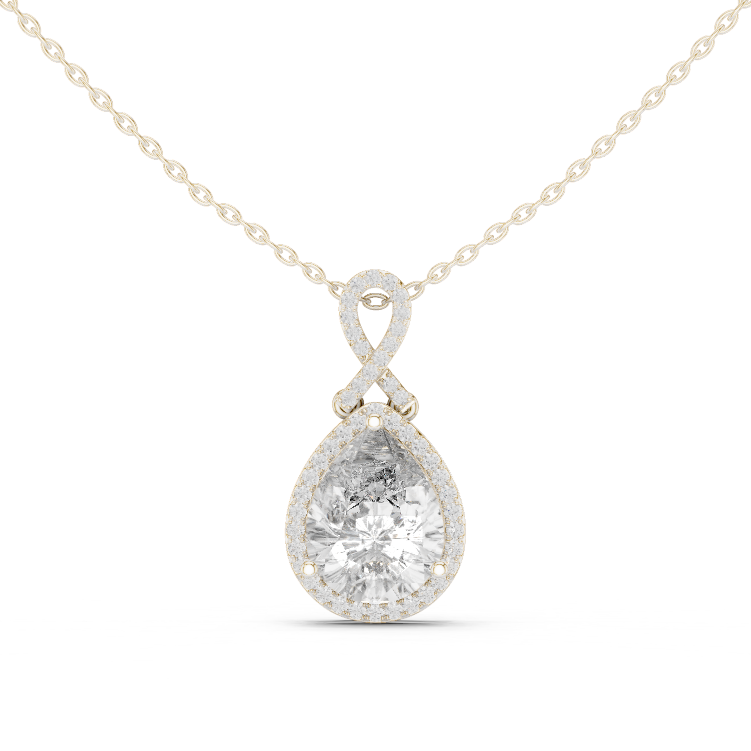 4.18 Cts Pear Cut Lab Grown Diamond Gold Pendant PD-0014