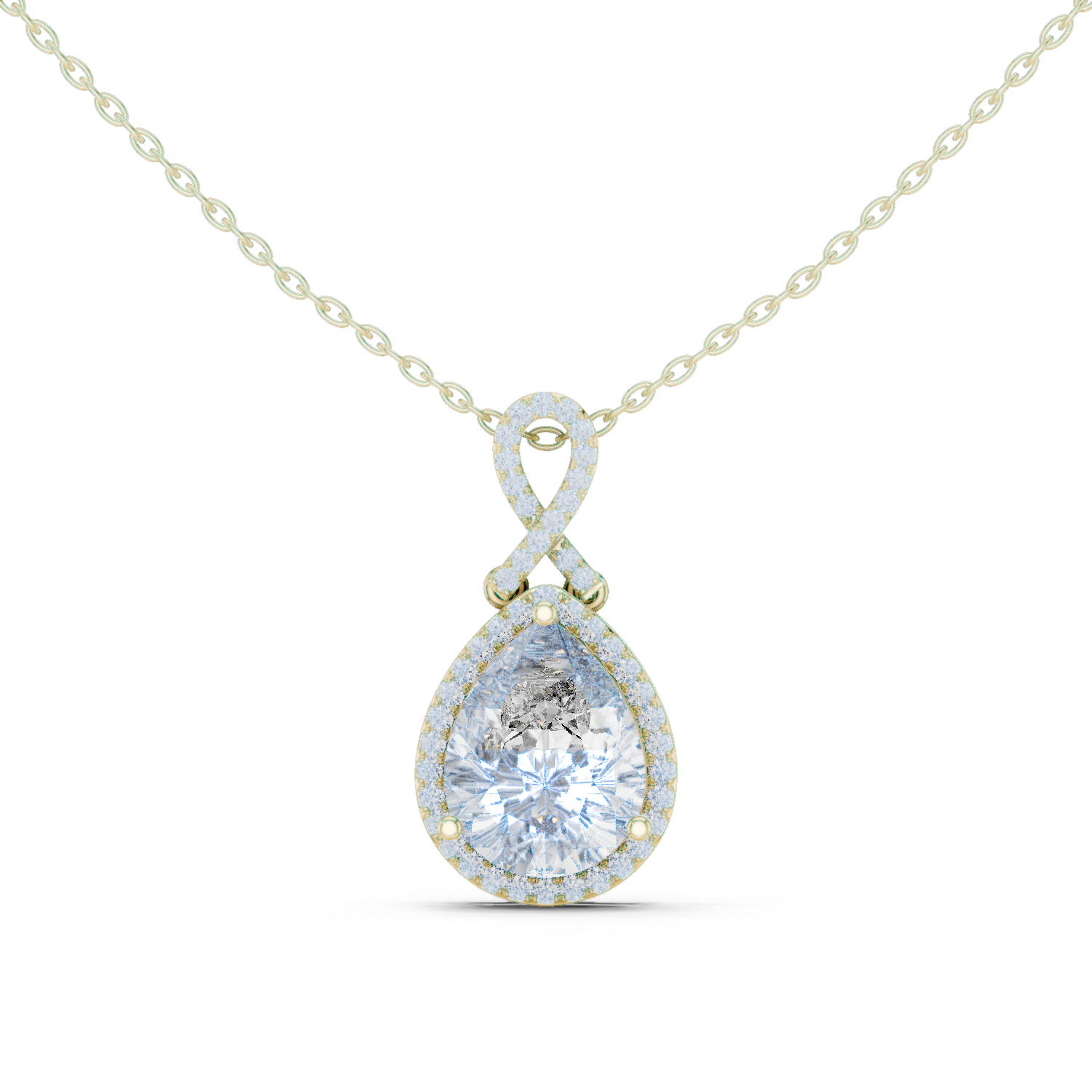 4.18 Cts Pear Cut Lab Grown Diamond Gold Pendant PD-0014